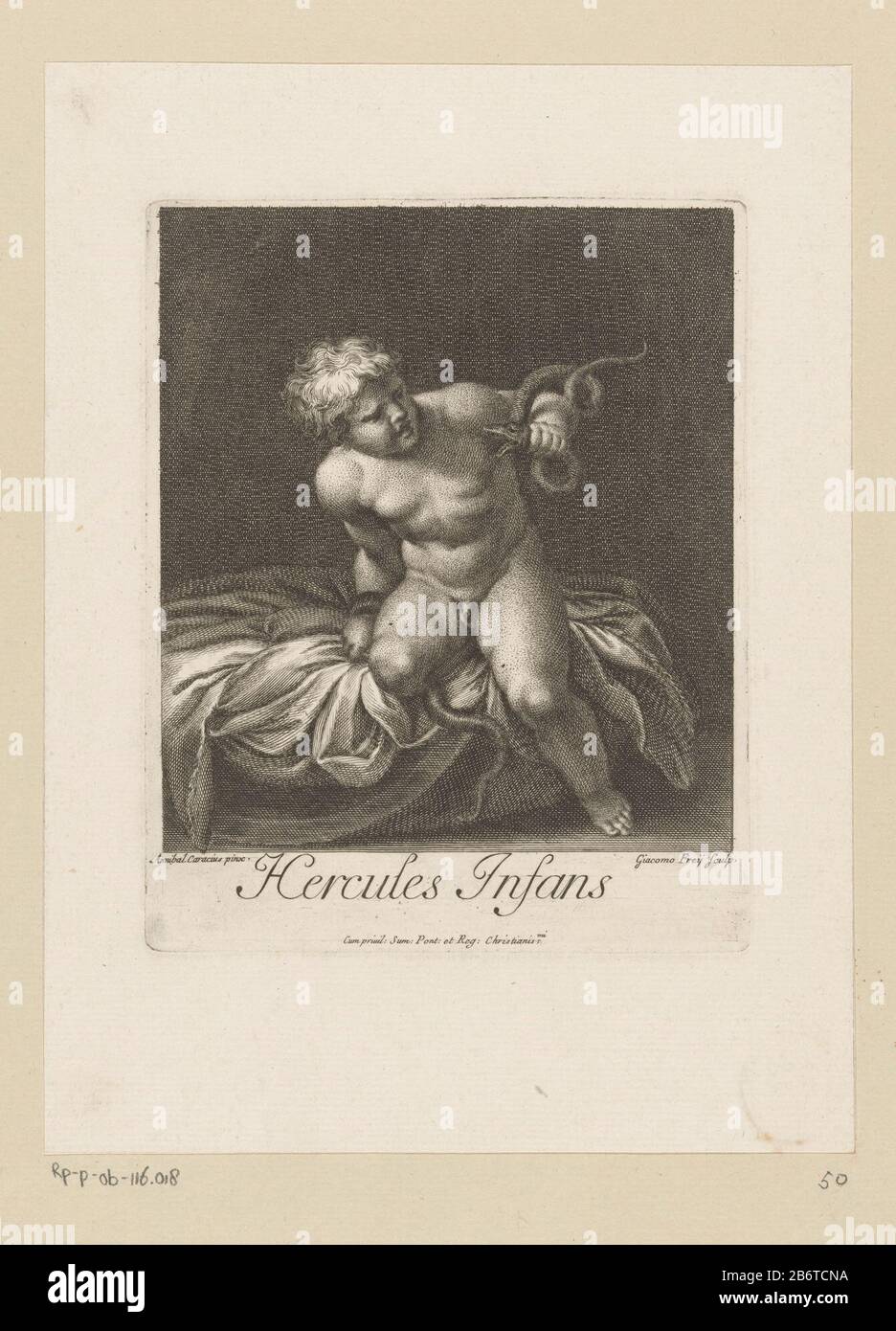 Hercules als kind in de wieg wurgt slangen Hercules Infans (titel op object) Hercules como un niño en La Oms: G serpiente estranguladora Hercules infans (title object) Tipo de objeto: Imagen número de elemento: RP-P-OB-116.018Catalogusreferentie: Leblanc 54 Inscripciones / Marcas: Marca del coleccionista, verso, estampado: Lugt Fabricante : 240 El impresor Jacob Frey (der Ältere) (edificio de la lista) a la pintura: Annibale Carracci (propiedad de la lista) proveedor de privilegios: Corte papal (propiedad de la lista) Lugar de fabricación: Vaticano Fecha: 1691 - 1752 material: Técnica de papel: Engra ( proceso de impresión) Dimensiones: Borde de la placa: H Foto de stock