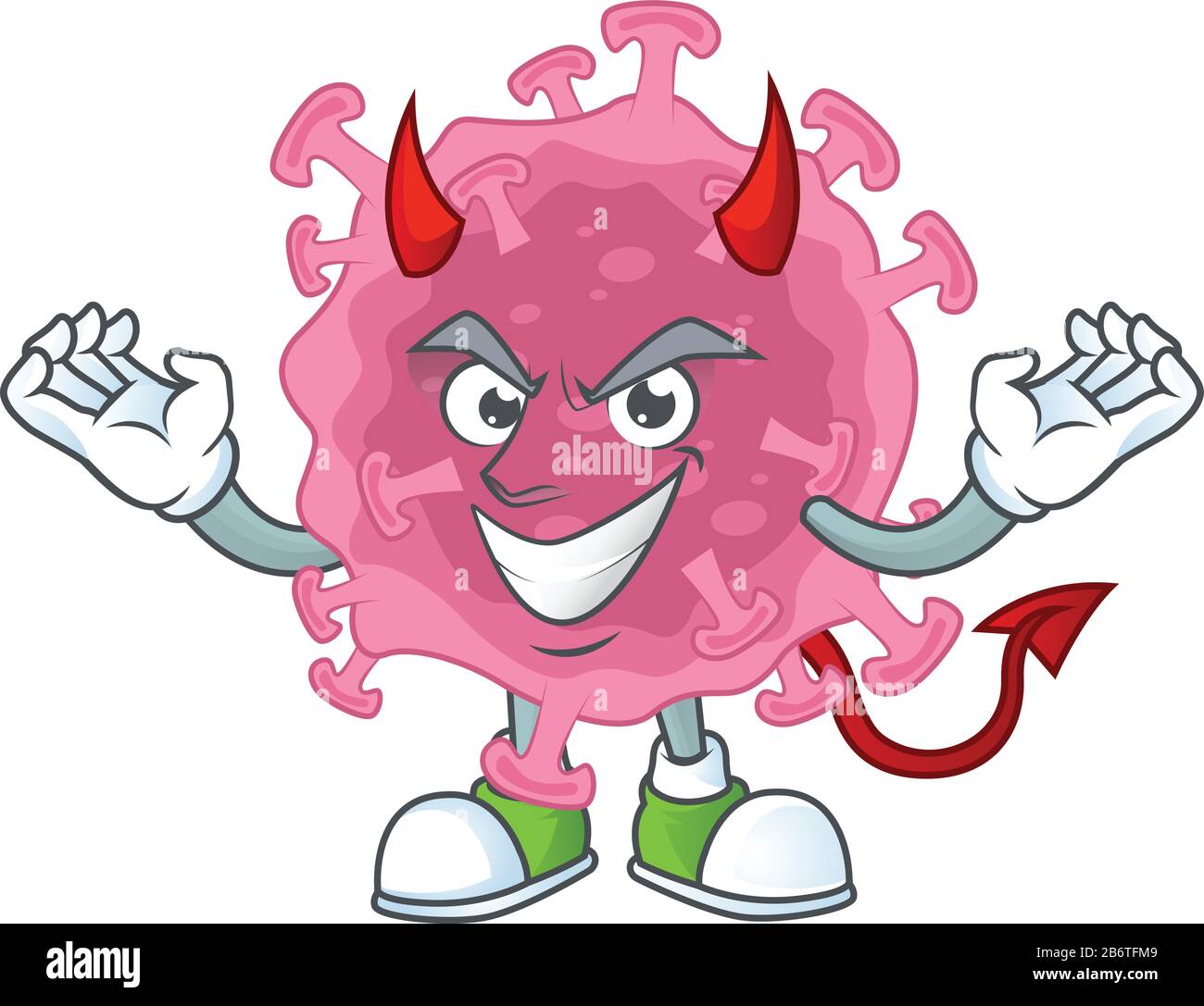 Dibujo de dibujos animados del parásito del virus de la corona en el diseño  de personajes de dibujos animados del diablo Imagen Vector de stock - Alamy