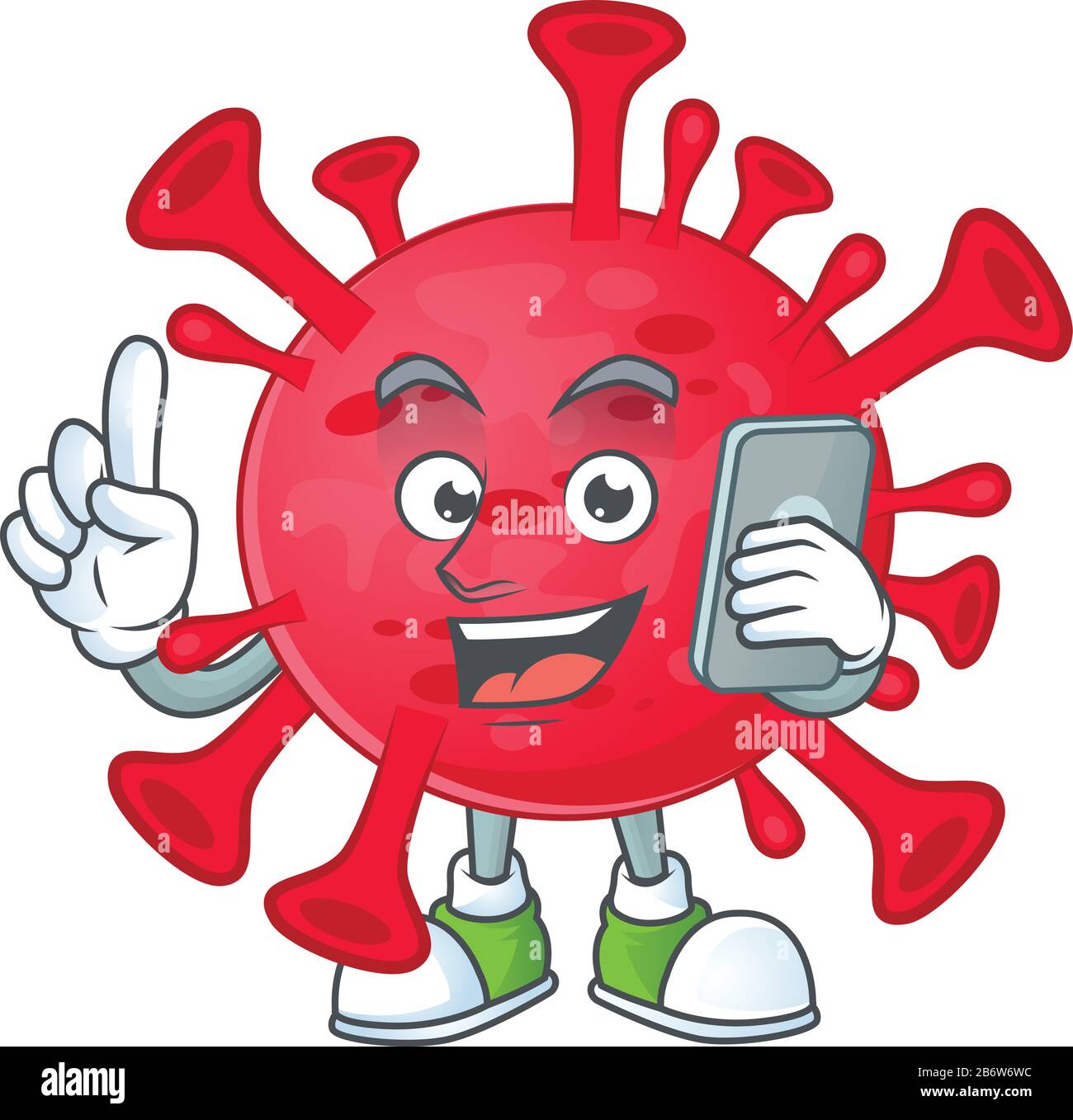 Un Dulce Coronavirus Ameba Dibujos Animados Estilo Hablar Por Telefono Imagen Vector De Stock Alamy