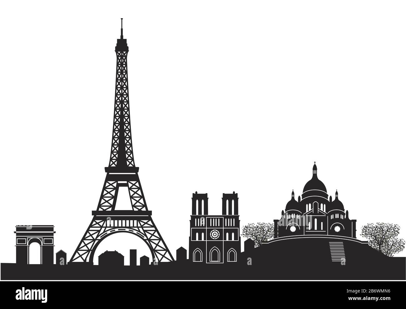 Silueta de la ciudad de París, Francia - ilustración Foto de stock