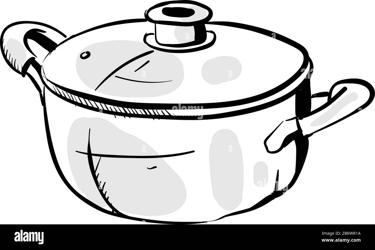 Dibujo de ollas de cocina, ilustración, vector sobre fondo blanco Imagen  Vector de stock - Alamy