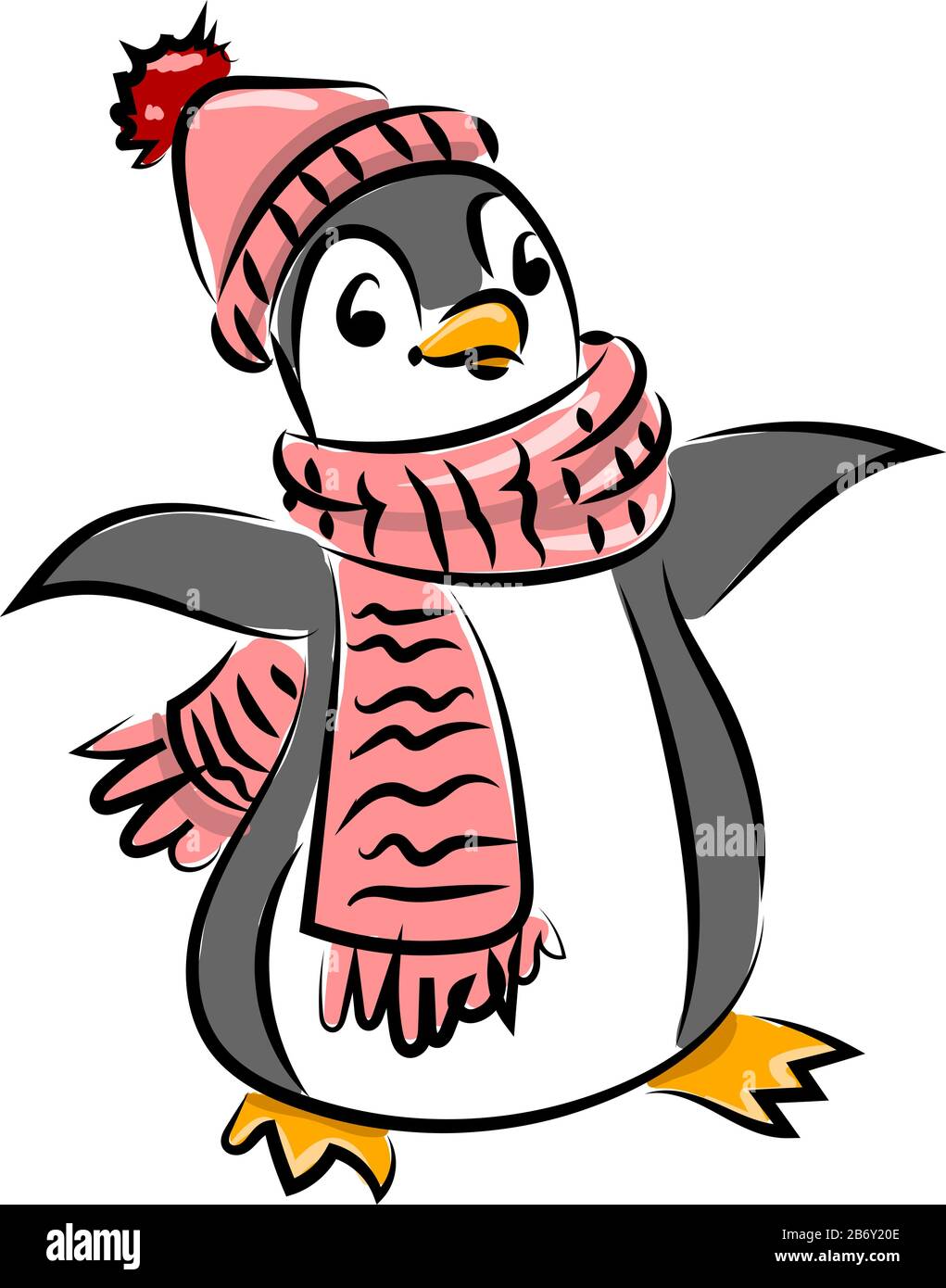 Pingüino con bufanda, ilustración, vector sobre fondo blanco Imagen Vector  de stock - Alamy
