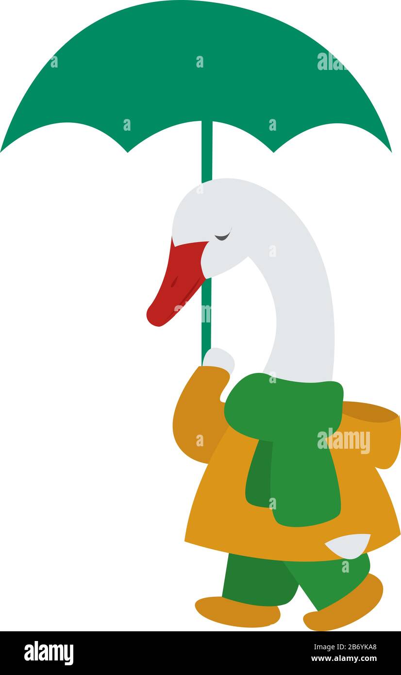 Pato con paraguas, ilustración, vector fondo blanco Imagen Vector de stock - Alamy