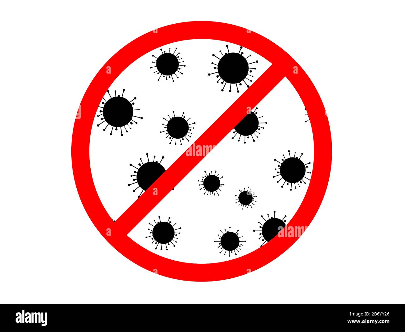 Ilustración de una señal prohibida de coronavirus aislado Foto de stock