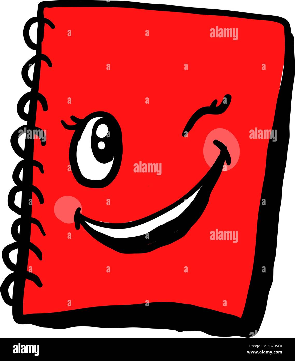 Cuaderno De Dibujos Animados Y Lápiz Rojo Ilustraciones svg