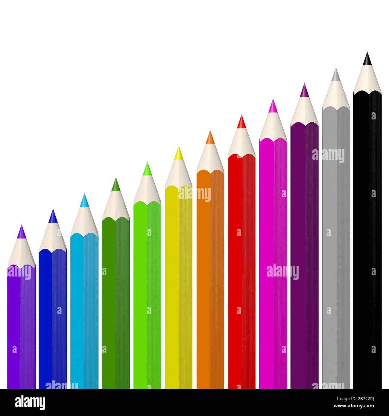 Lápices/crayones de madera en color 3D: Concepto de vuelta a la escuela  Fotografía de stock - Alamy