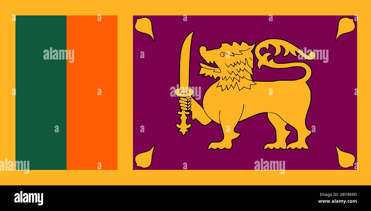 Bandera de Sri Lanka - relación estándar de la bandera de Sri Lanka - modo de color RGB verdadero Foto de stock
