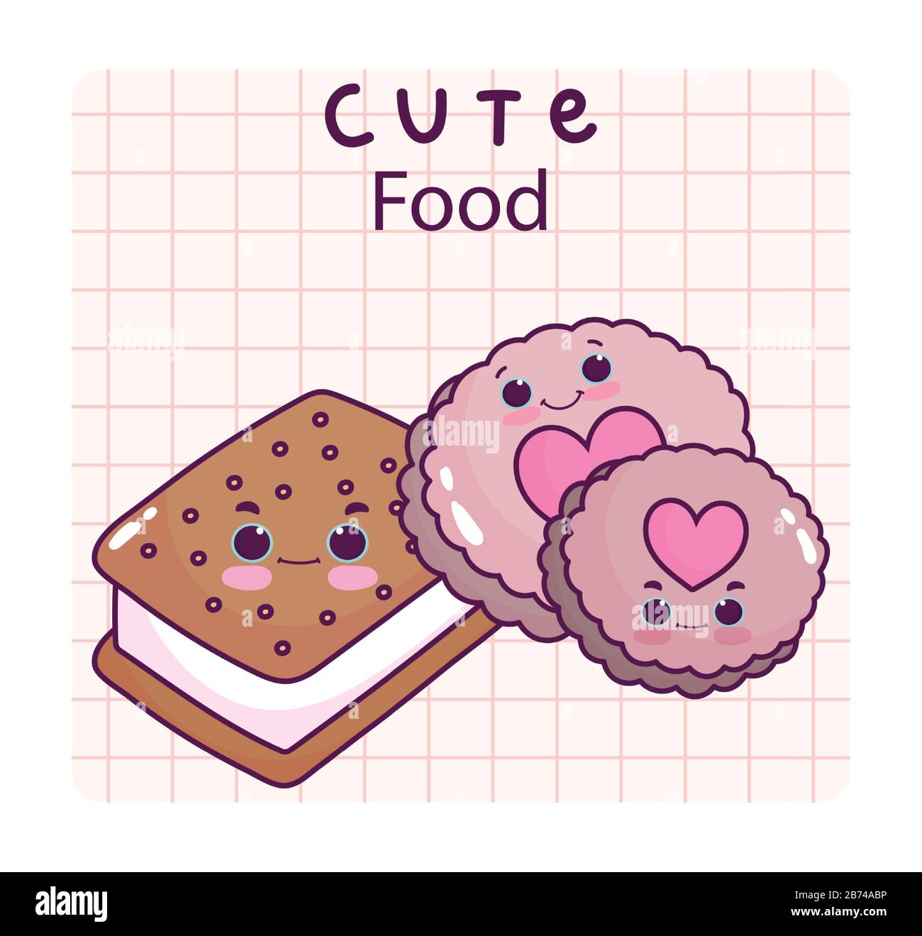 cute comida helado galletas y galletas dulce postre pastel dibujos  vectoriales dibujos animados Imagen Vector de stock - Alamy