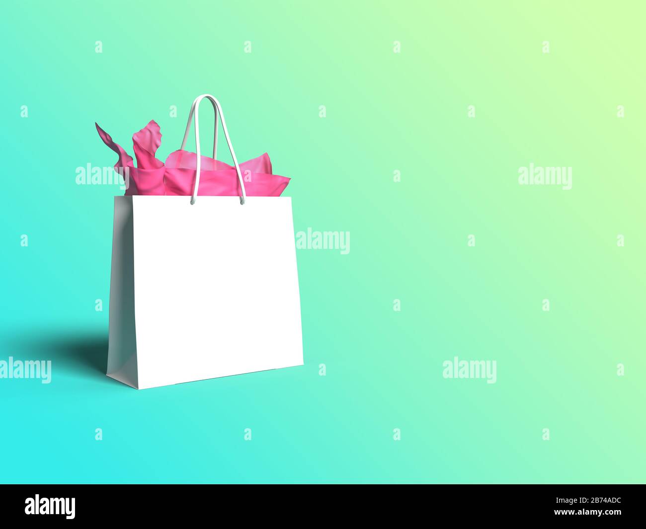 bolsa blanca de regalo de la compra se mofa un fondo de gradiente con espacio el texto. renderización 3d Fotografía de stock - Alamy