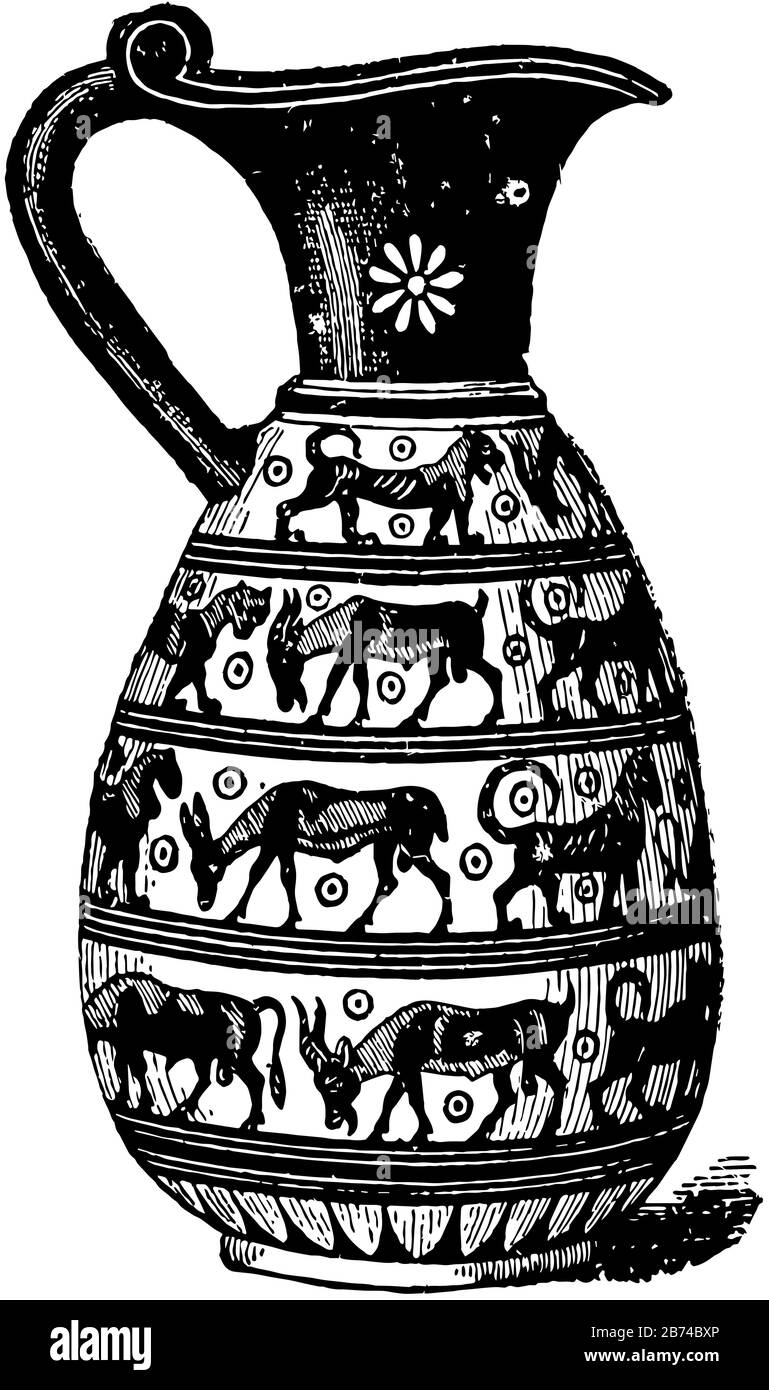 Corinthian Vase es un jarrón griego decorado en estilo antiguo, se