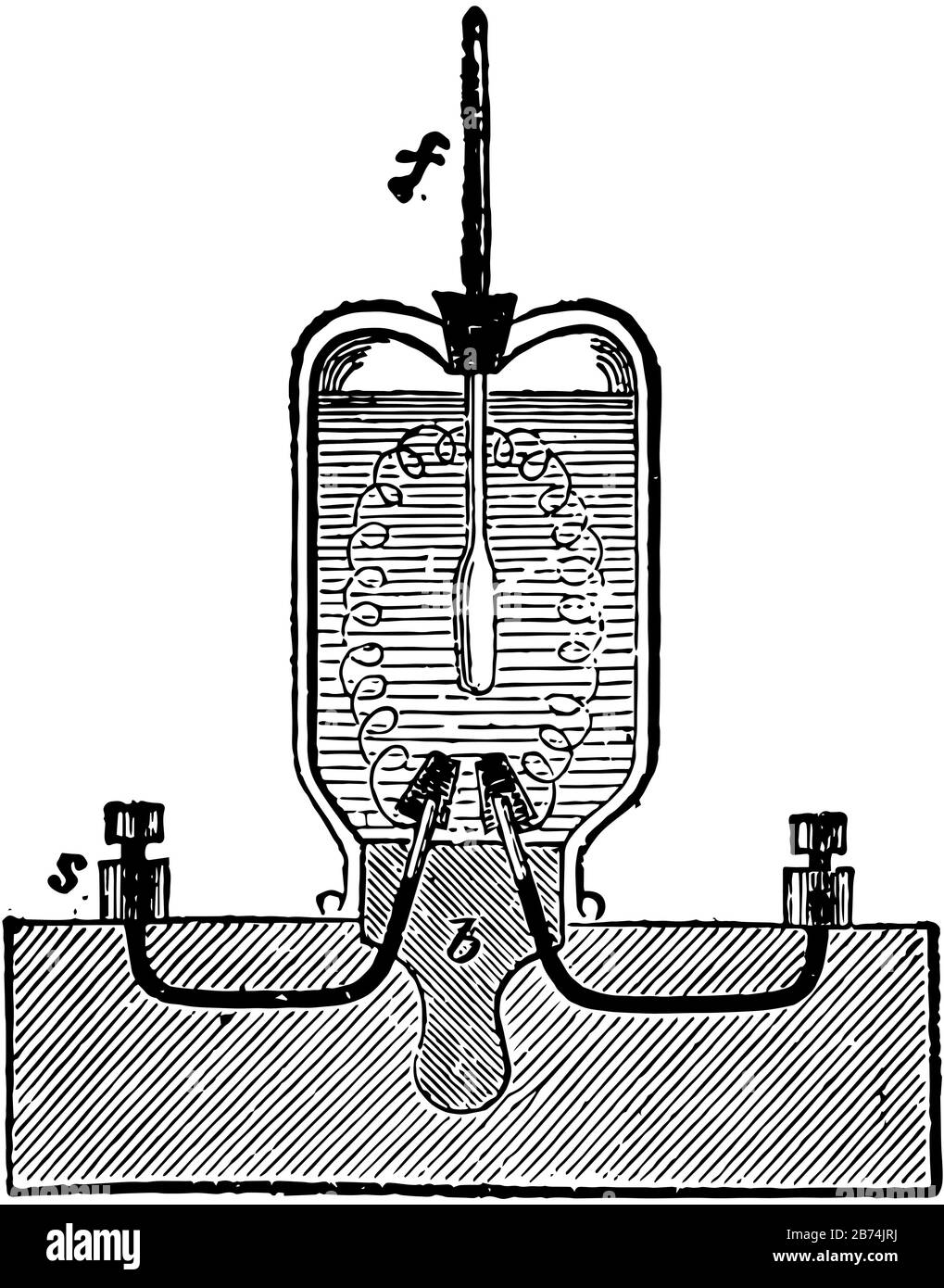 El aparato de Lenz para medir el calor dado por una corriente eléctrica, dibujo de línea vintage El aparato de Lenz para medir el calor dado por una corriente eléctrica, dibujo de línea vintage