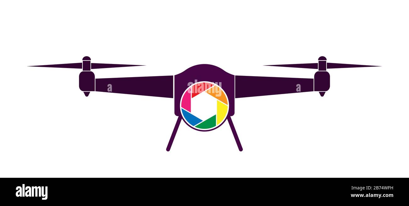 Icono de vector de color de un drone con una cámara. Diseño plano sencillo para aplicaciones y sitios web. Ilustración del Vector