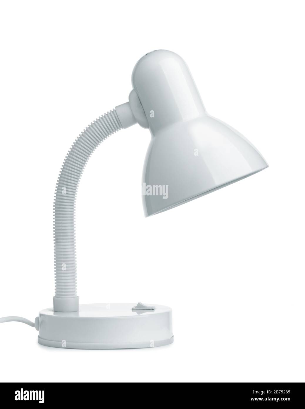 Vista lateral de la lámpara de escritorio blanca aislada sobre blanco  Fotografía de stock - Alamy