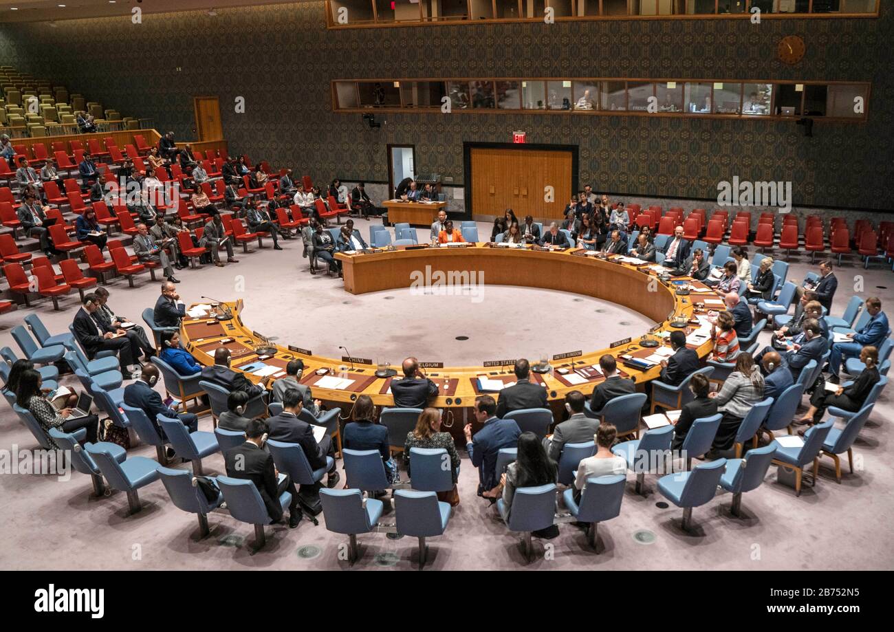 EE.UU., Nueva York, 18.09.2019. Reunión del Consejo de Seguridad de las Naciones Unidas en Nueva York el 18.09.2019. [traducción automática] Foto de stock