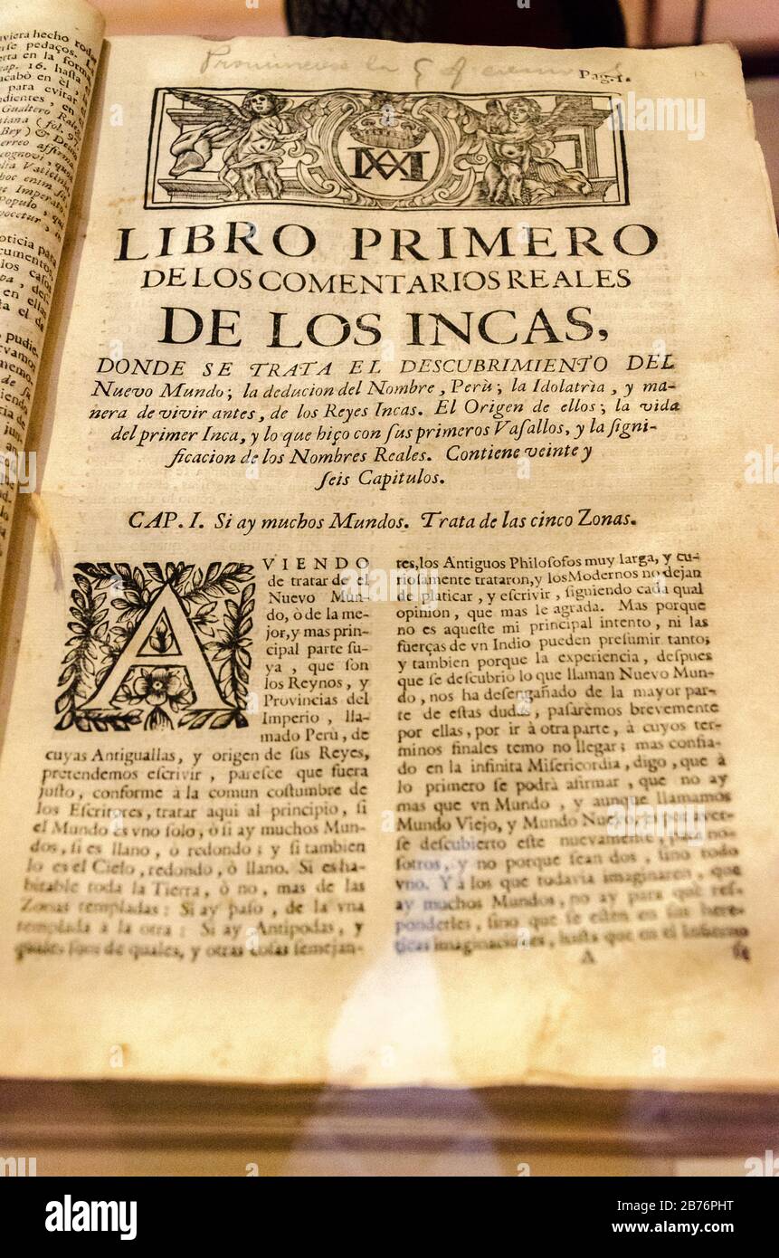 'Primer libro de los comentarios reales de los Incas' por el Inca Garcilaso de la Vega 'Primer libro de los comentarios reales de los Incas' por el Inca Garcilaso de la Vega