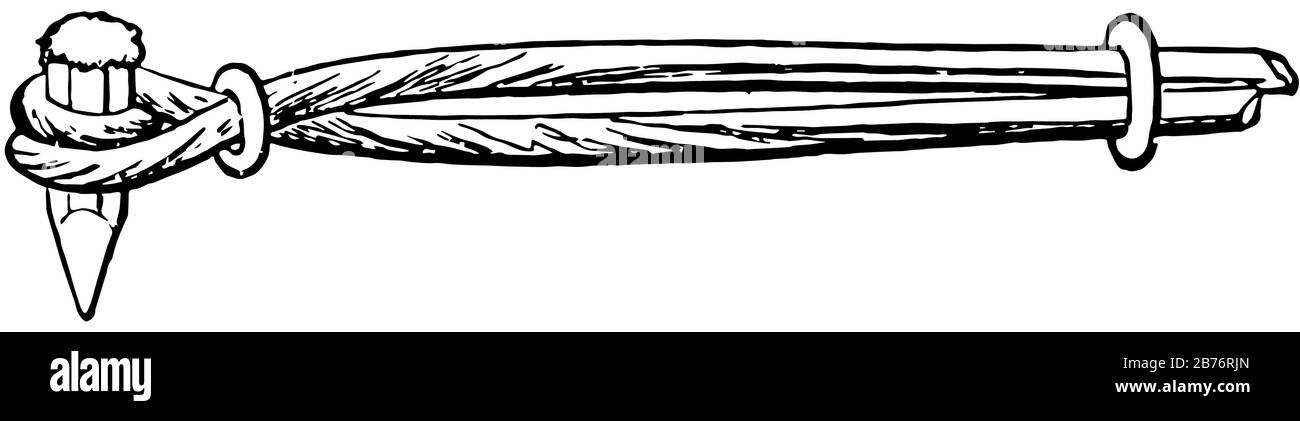 Esta ilustración representa el cincel, que es una herramienta con un borde de corte de hoja con forma característica en su extremo, dibujo de línea vintage o grabado Ilustración del Vector
