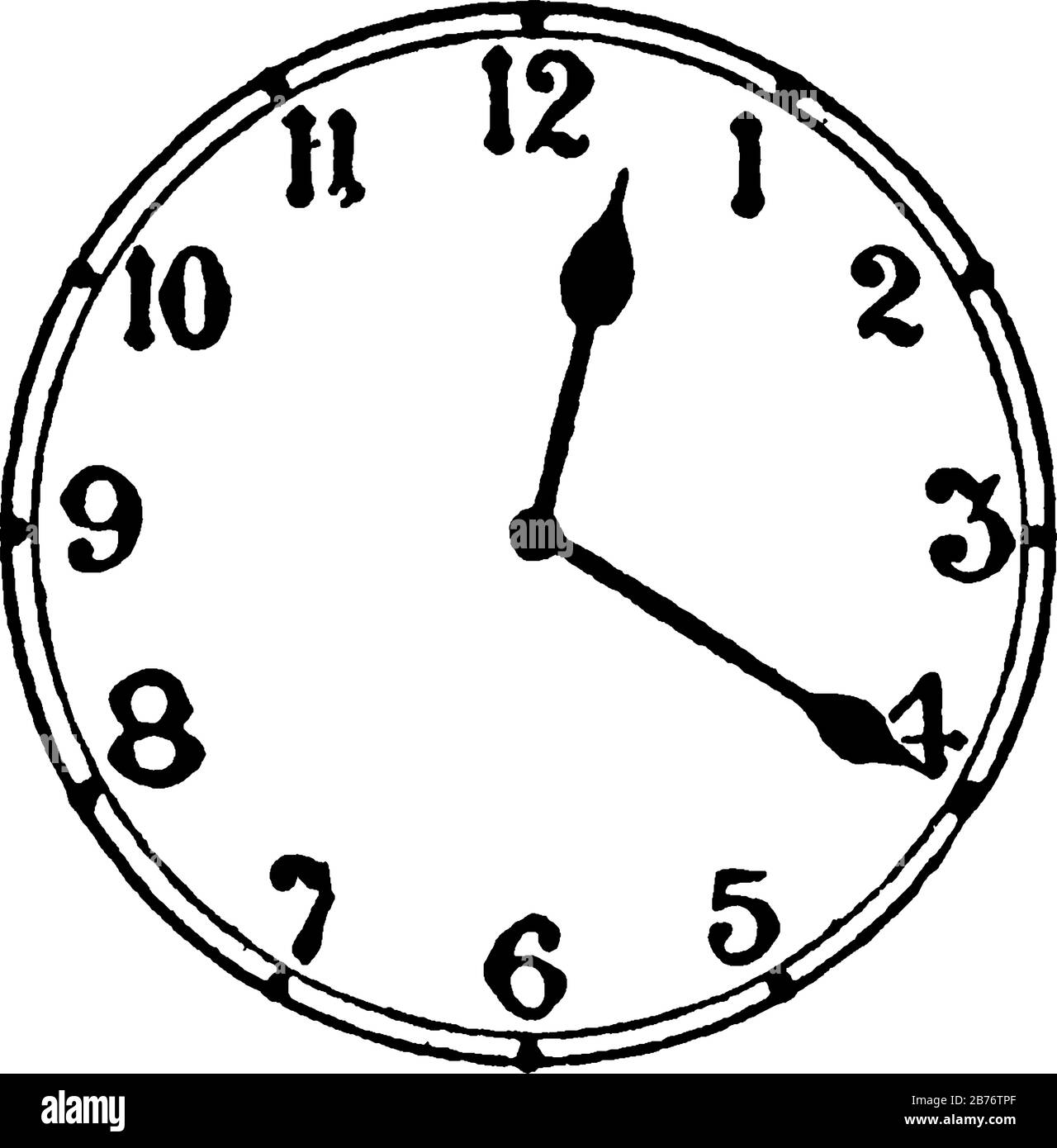 Una representación típica de un reloj de pared redondo que lo muestra es 20  minutos después de 12, dibujo de línea vintage o ilustración de grabado  Imagen Vector de stock - Alamy