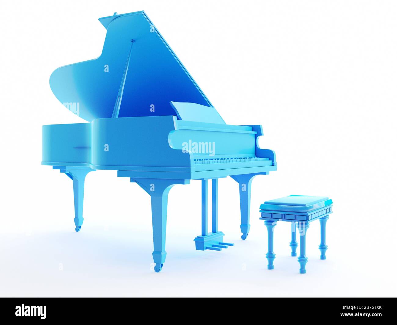 Piano de cola, ilustración de ordenador. Foto de stock