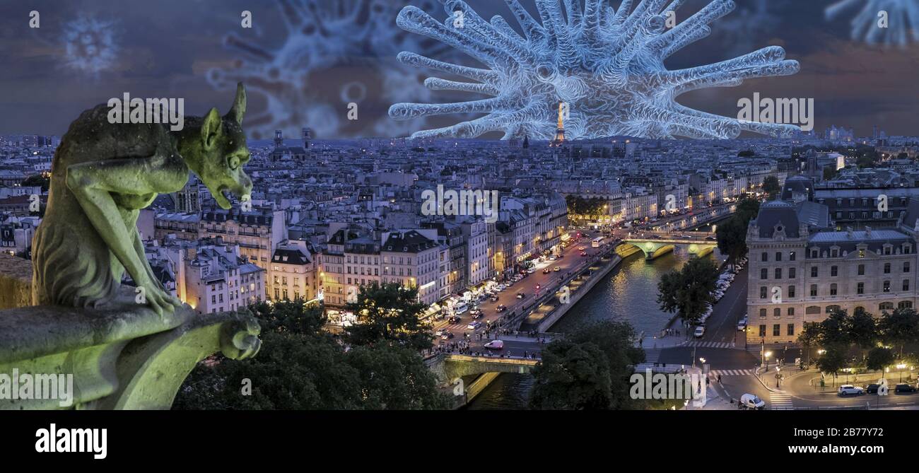Coronavirus en París, epidemia en Francia Foto de stock