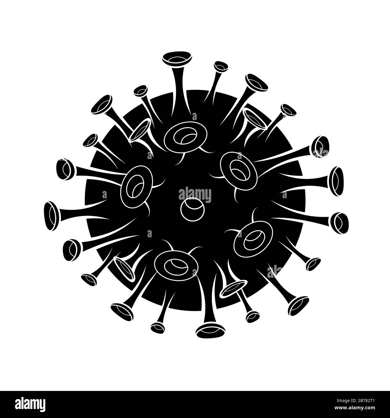 Diseño de símbolo de silueta de coronavirus. Ilustración aislada sobre fondo blanco. Virus de la corona 2019-nCoV síntomas enfermedad de riesgo China salud médica Ilustración del Vector