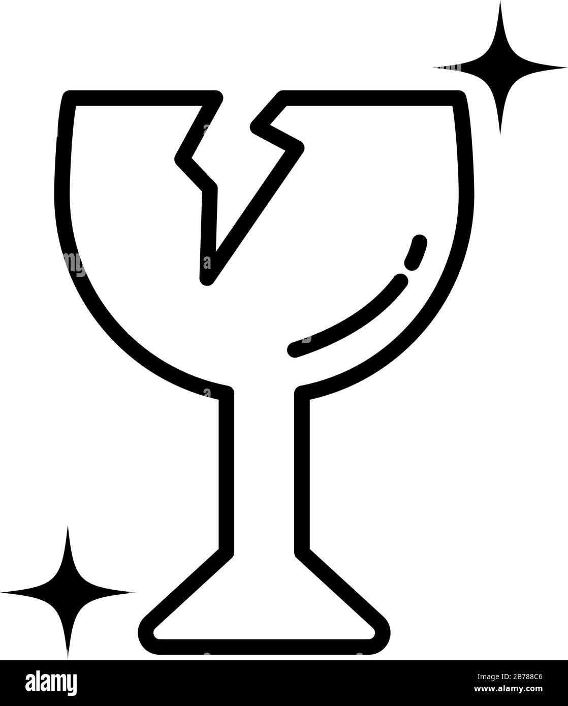 señal de advertencia, vaso roto, estilo de línea icono ilustración  vectorial diseño Imagen Vector de stock - Alamy
