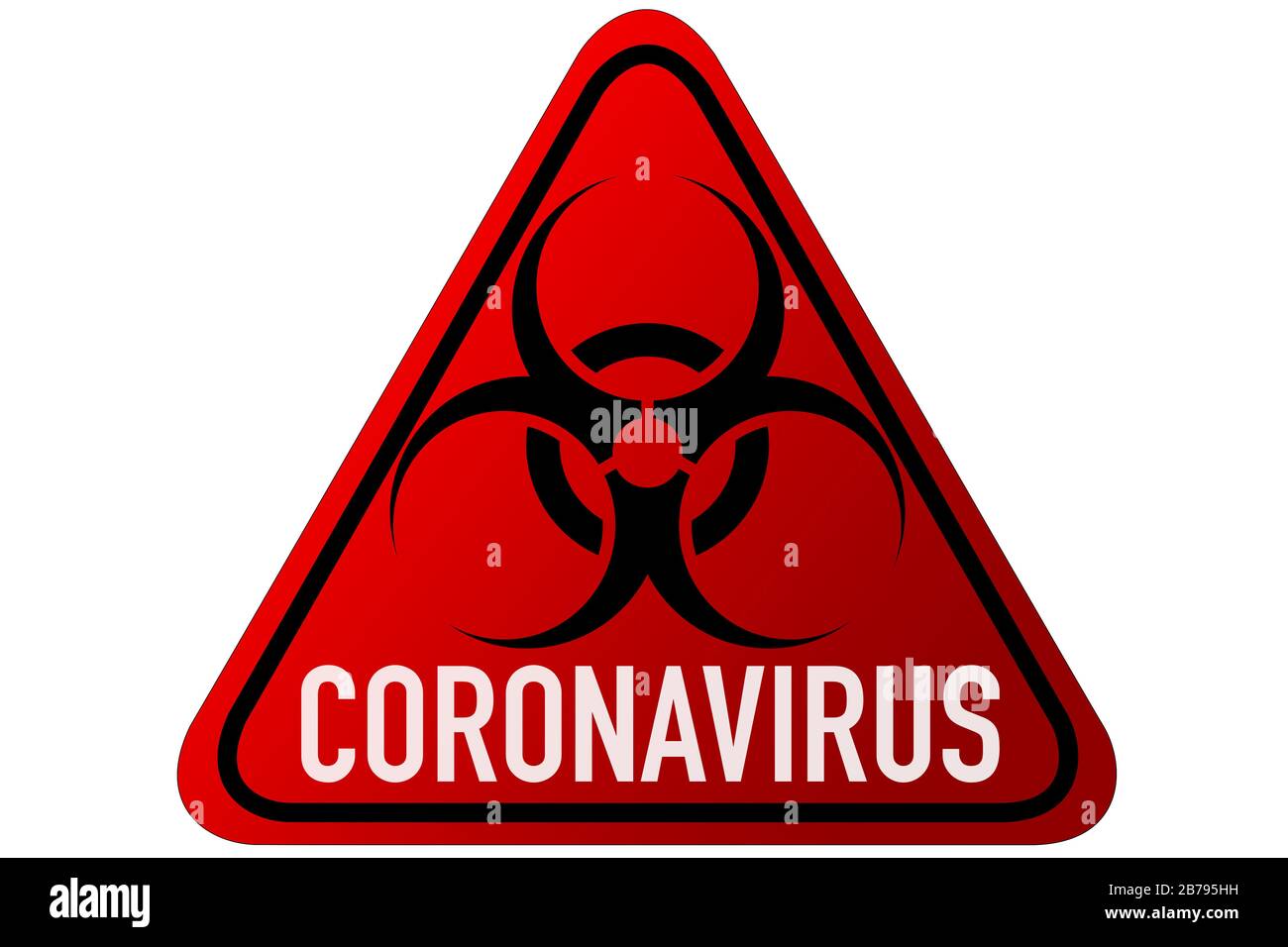 Señal de peligro biológico en el espacio de copia de fondo blanco. COVID 19 brote coronavirus, cuarentena de atención de salud para infecciones, prueba de virus y concepto de investigación Foto de stock