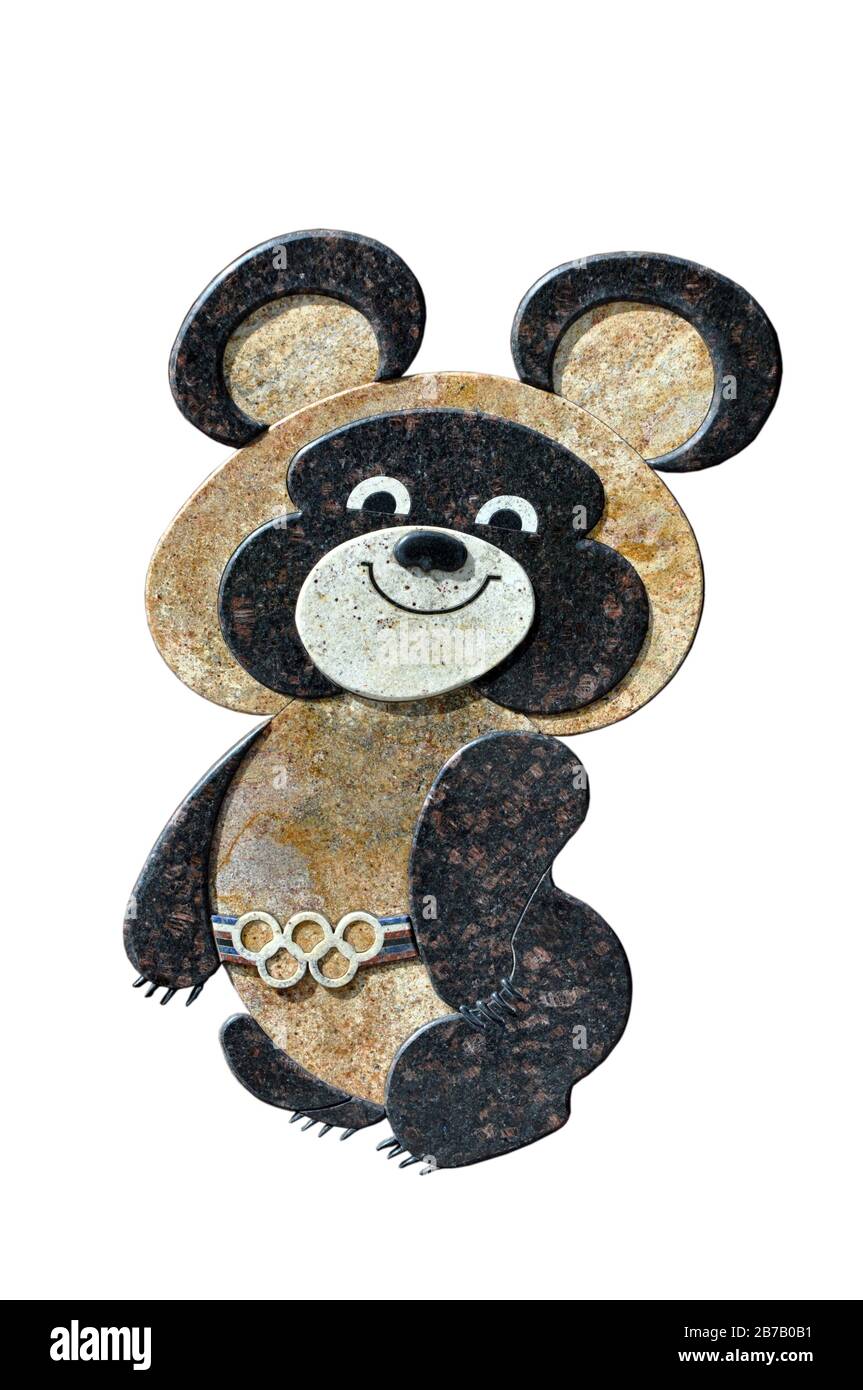 Moscú, URSS, 1980. Símbolo de la mascota de los Juegos Olímpicos de Verano Foto de stock