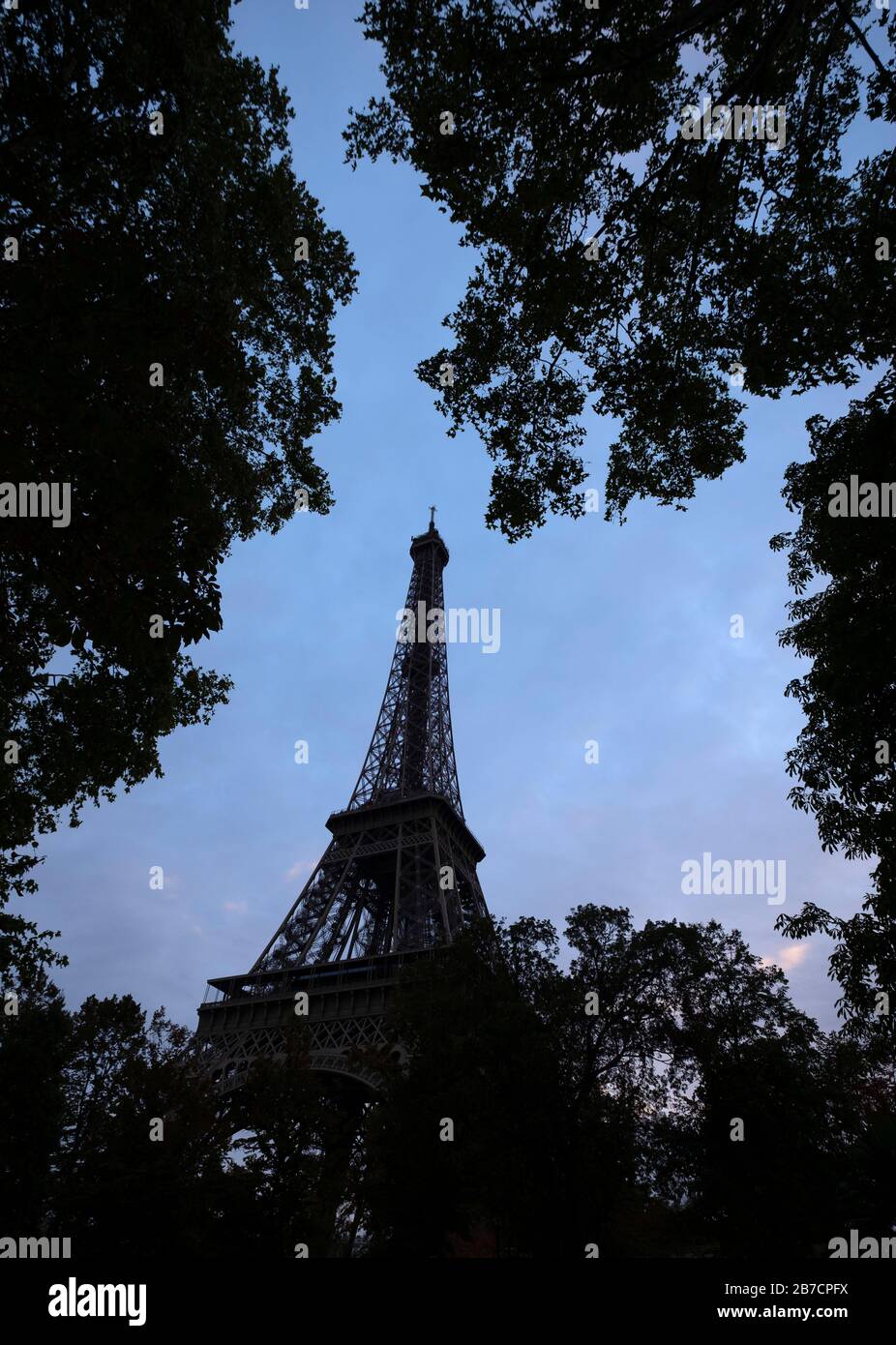 Silueta De La Torre Eiffel Con Rboles En Primer Plano En Par S