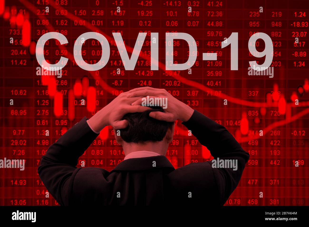 Epidemia de Covid-19 que hace que la economía mundial se encuentra en una grave crisis. Foto de stock