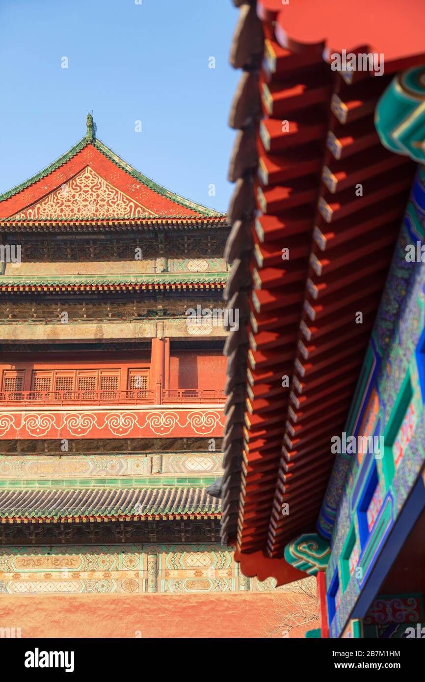 Torre del tambor, Dongcheng, Pekín, China Foto de stock