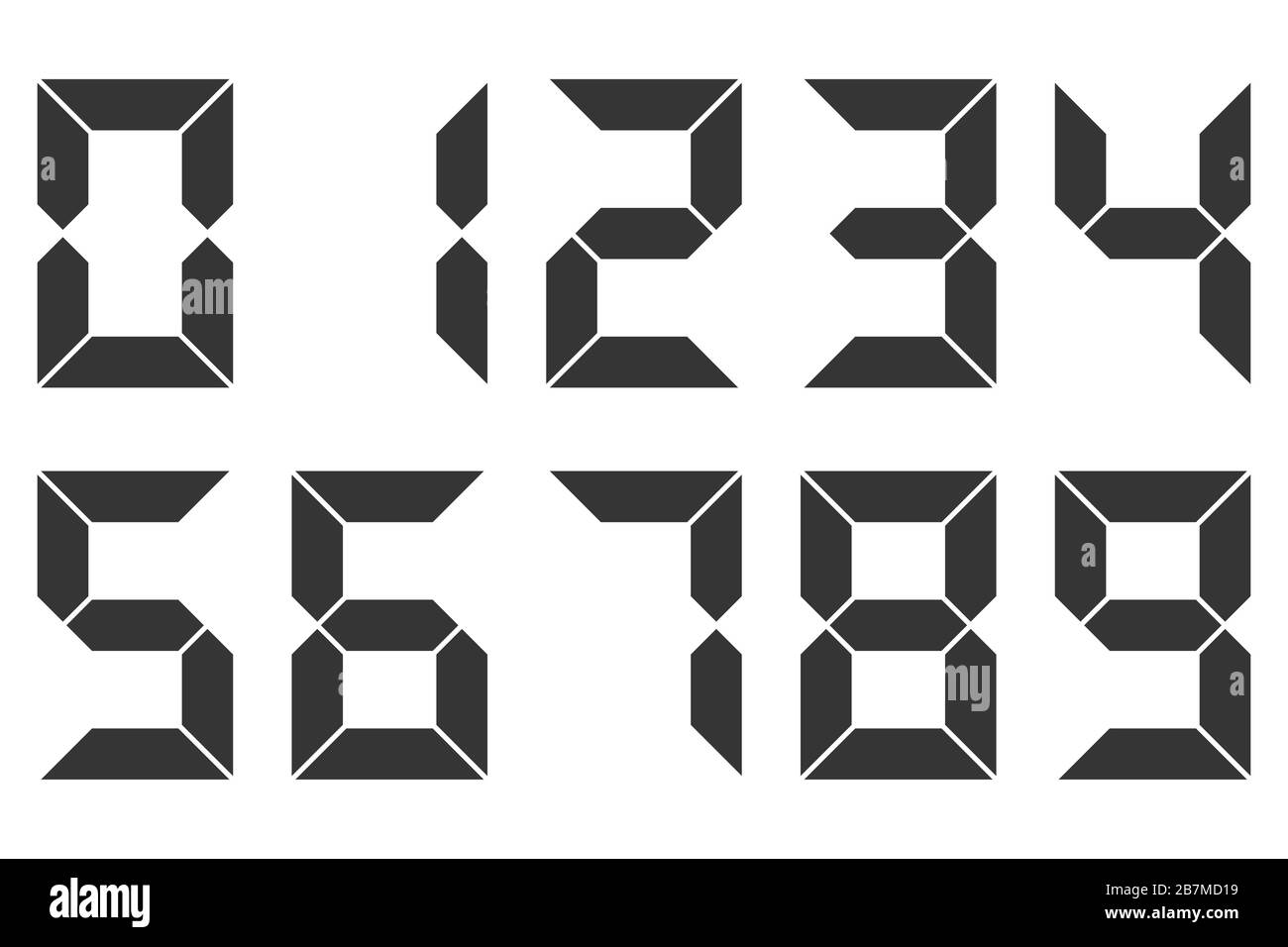 Conjunto de números digitales vectoriales. Números de reloj digitales  negros aislados. Ilustración vectorial. Calculadora de números digitales  Imagen Vector de stock - Alamy
