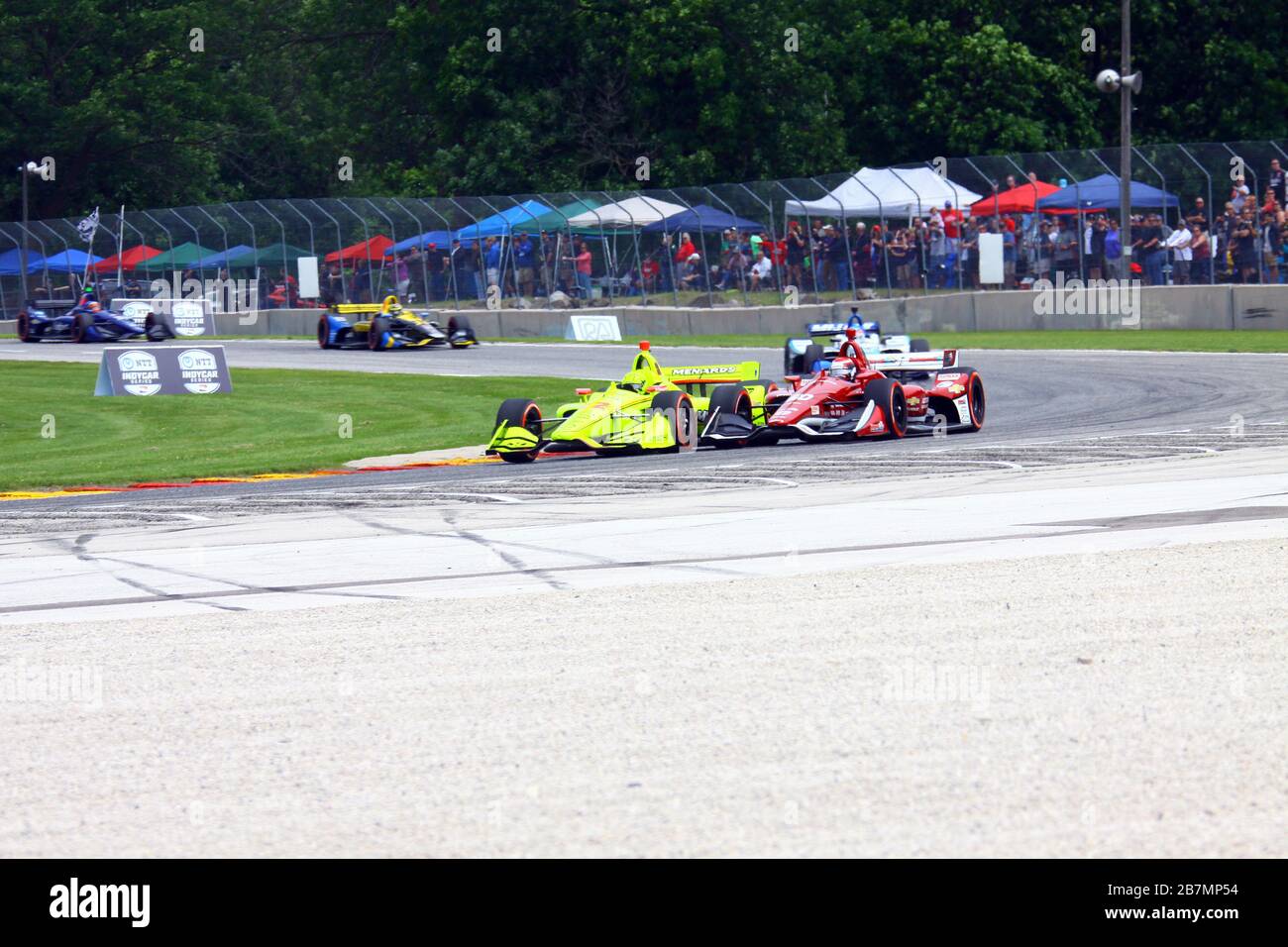 Elkhart Lake, Wisconsin - 23 de junio de 2019: 22 Simon Pagenaud, Francia, Equipo Penske durante la carrera de NTT Indycar en Road America. Foto de stock