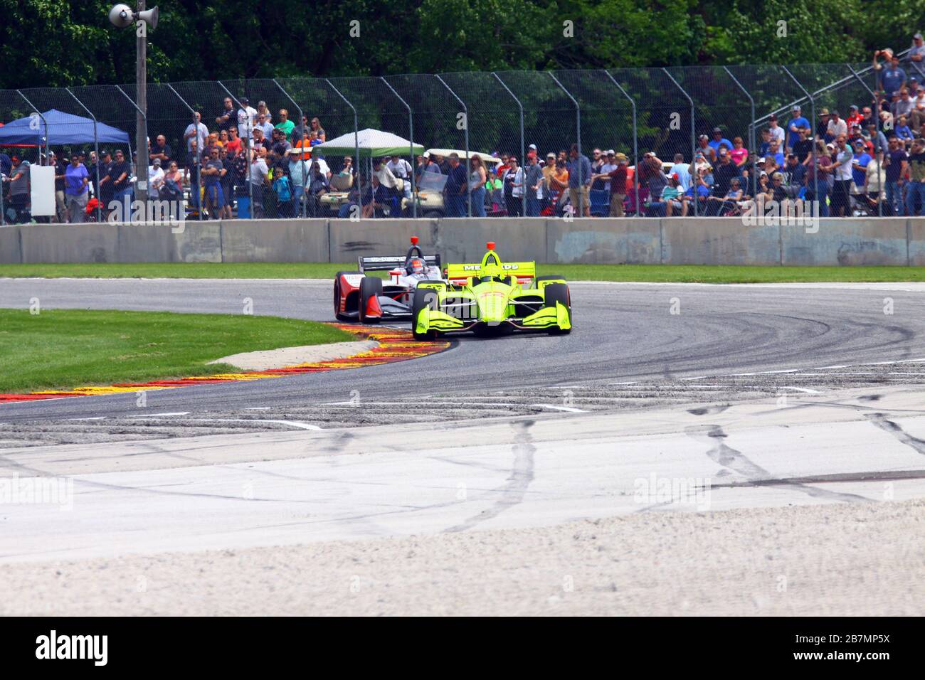 Elkhart Lake, Wisconsin - 23 de junio de 2019: 22 Simon Pagenaud, Francia, Equipo Penske durante la carrera de NTT Indycar en Road America. Foto de stock