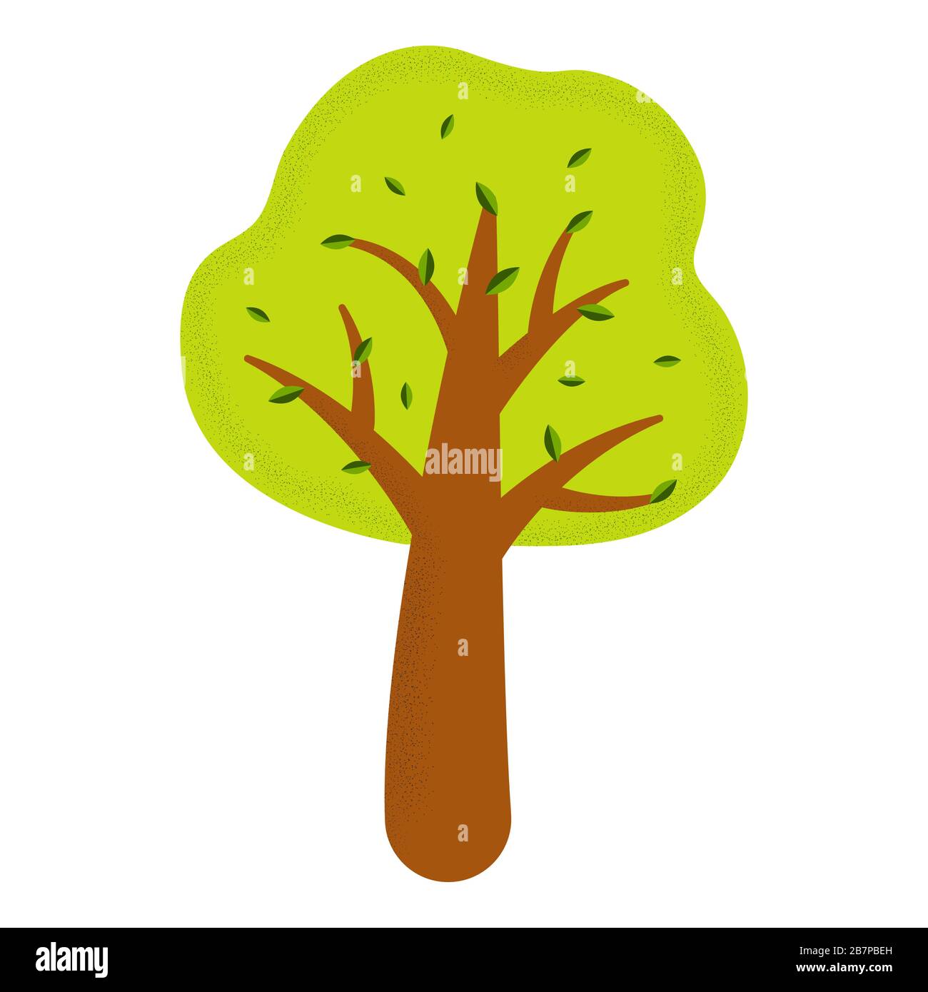 Hermoso árbol verde con hojas sobre un fondo blanco. Día Nacional del Bosque. El concepto de conservación de la naturaleza. Primavera o verano de dibujos animados estilo enfermo Imagen Vector de stock - Hermoso árbol verde con hojas sobre un fondo blanco. Día Nacional del Bosque. El concepto de conservación de la naturaleza. Primavera o verano de dibujos animados estilo enfermo Imagen Vector de stock -