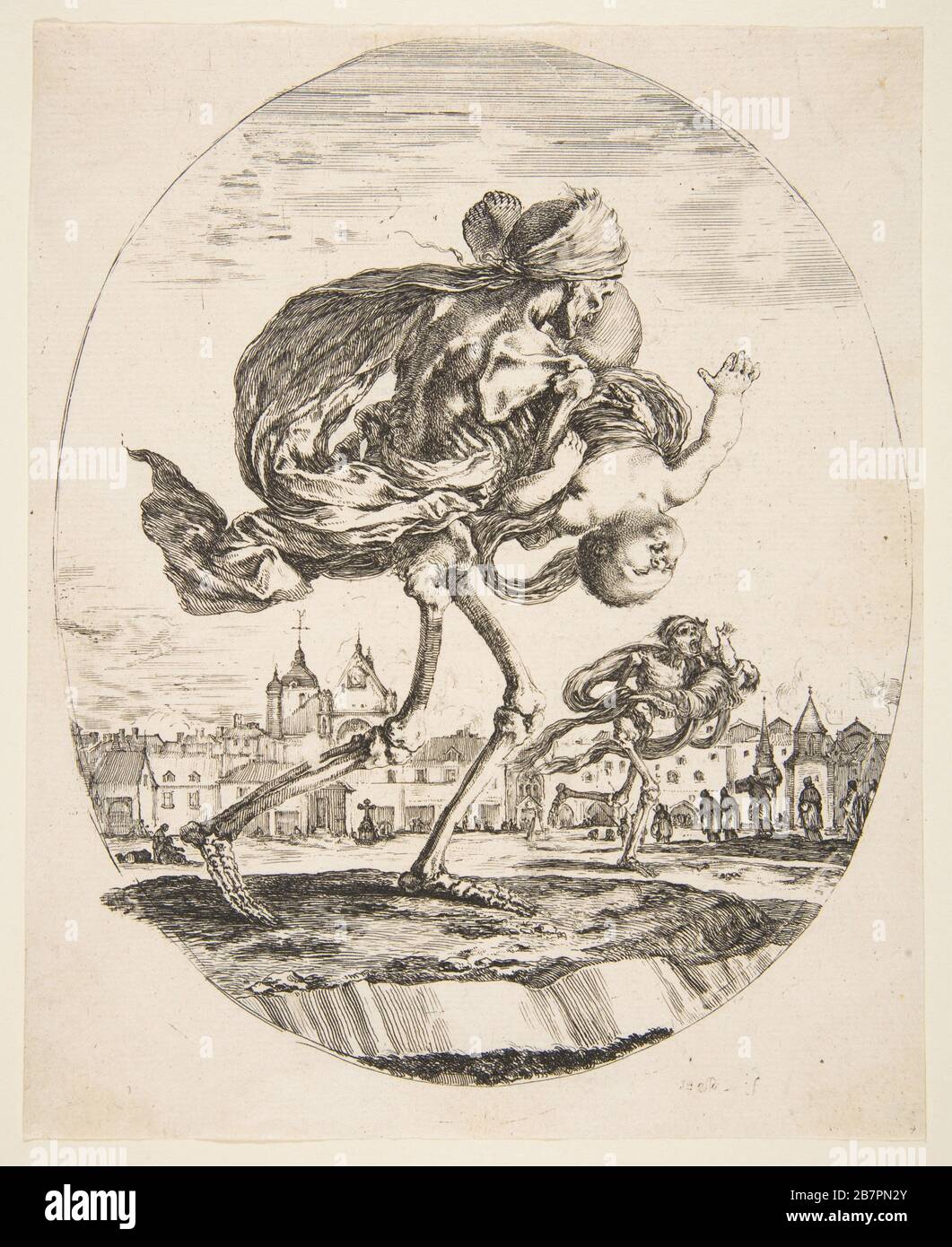 Muerte con un bebé, de "las cinco muertes" (Les Cinq Morts), ca. 1648. Foto de stock