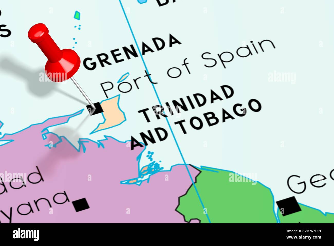 Trinidad y Tobago, Puerto España - capital, anclado en el mapa político  Fotografía de stock - Alamy