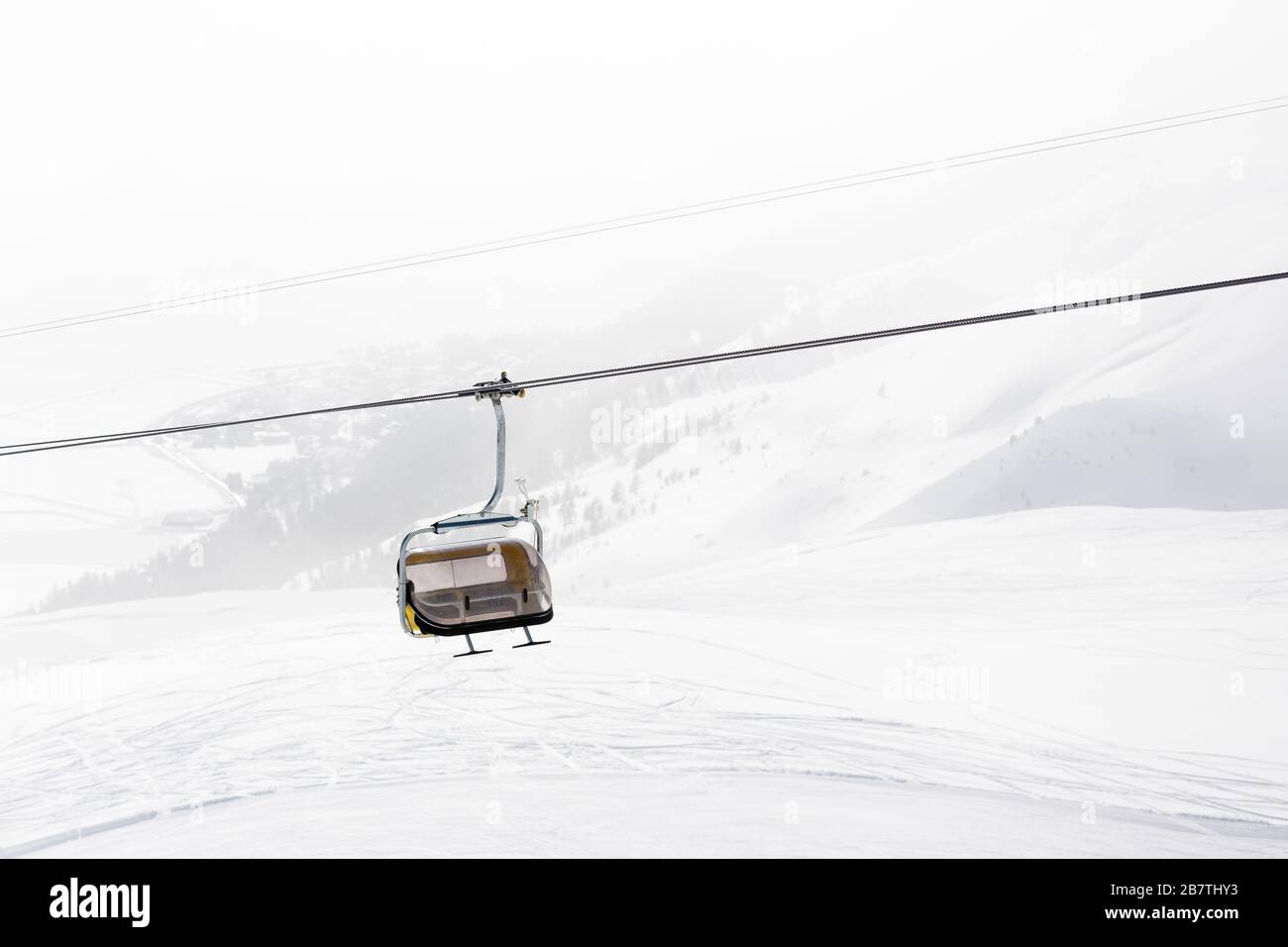 Silla de telesilla vacía, St Moritz, Suiza Foto de stock