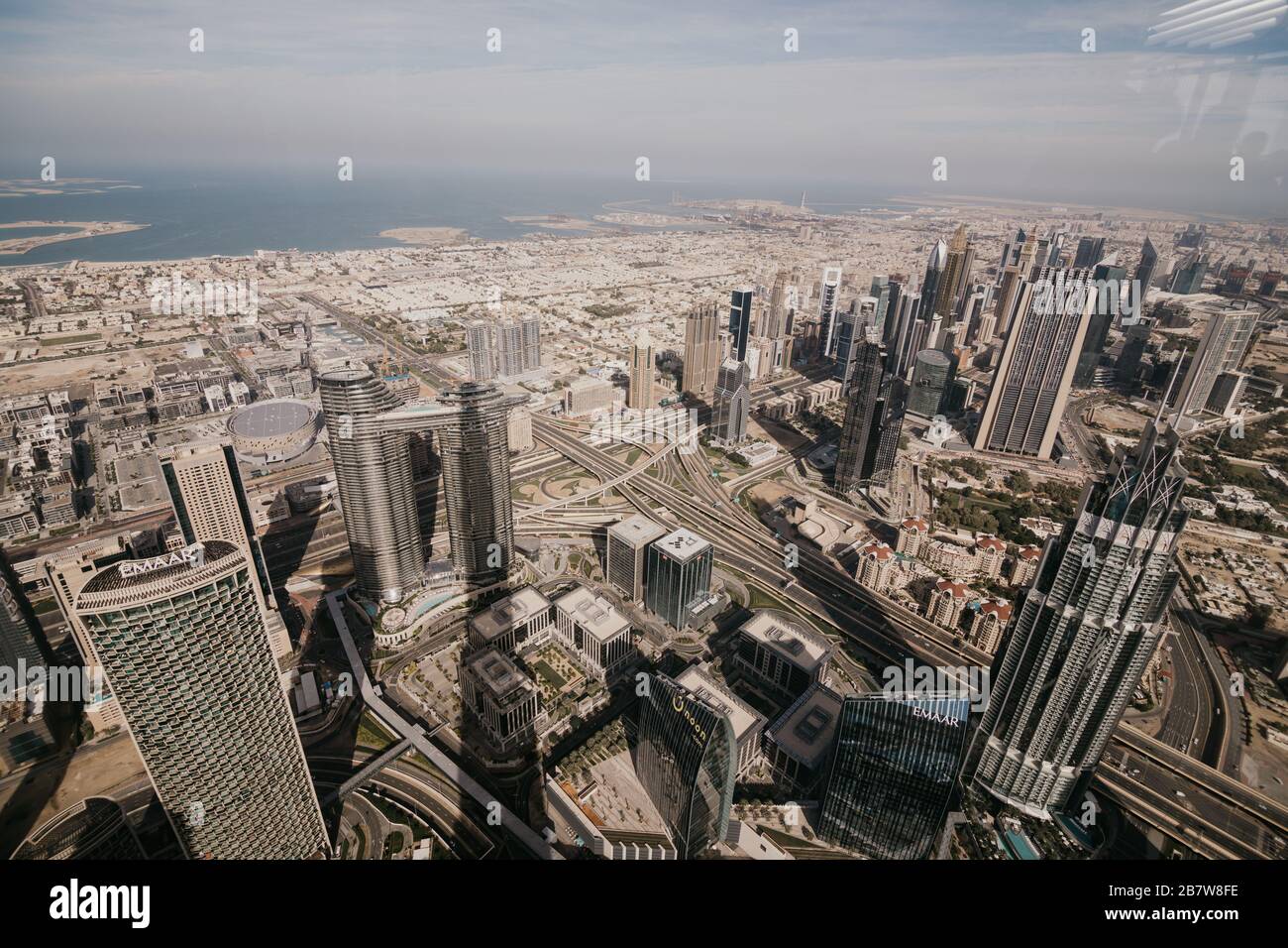 Vista desde la torre Burj khalifa, Dubai, Emiratos Árabes Unidos Foto de stock