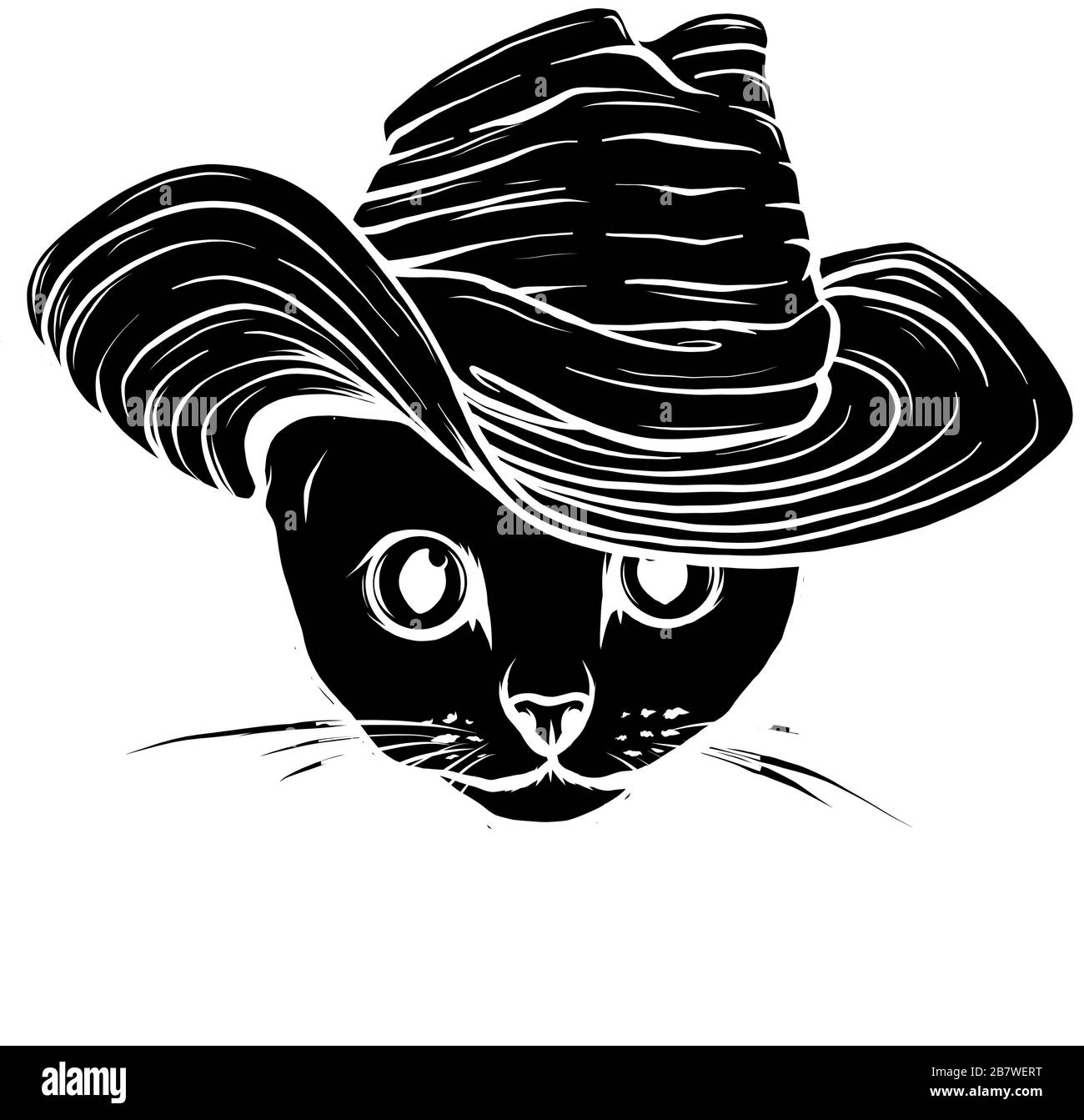 Silueta negra de la cabeza del gato. Ilustración vectorial. Ilustración del Vector