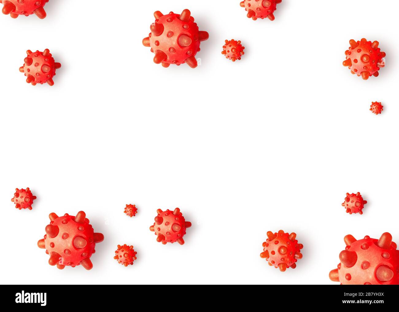 COVID-19 coronavirus fondo blanco, ilustración 3d. Nuevo brote mundial del virus de la corona SRAS-CoV-2. Banner con coronavirus pandémico y COVID19 dise Foto de stock