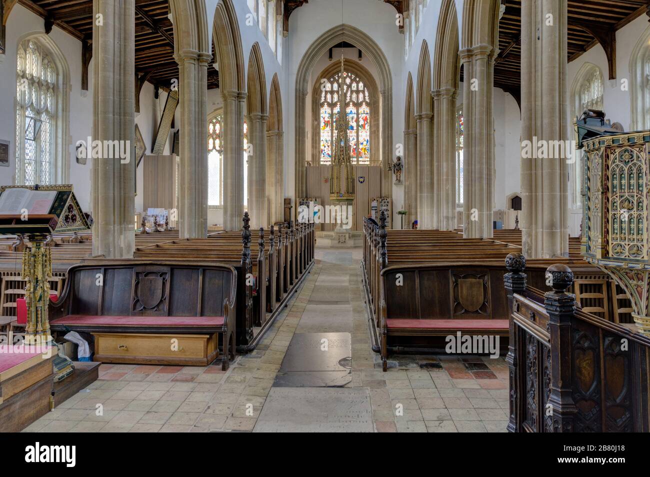 El interior de la iglesia de San Edmund, Southwold, Suffolk, Reino Unido; un edificio catalogado de grado I que data del siglo 15. Foto de stock
