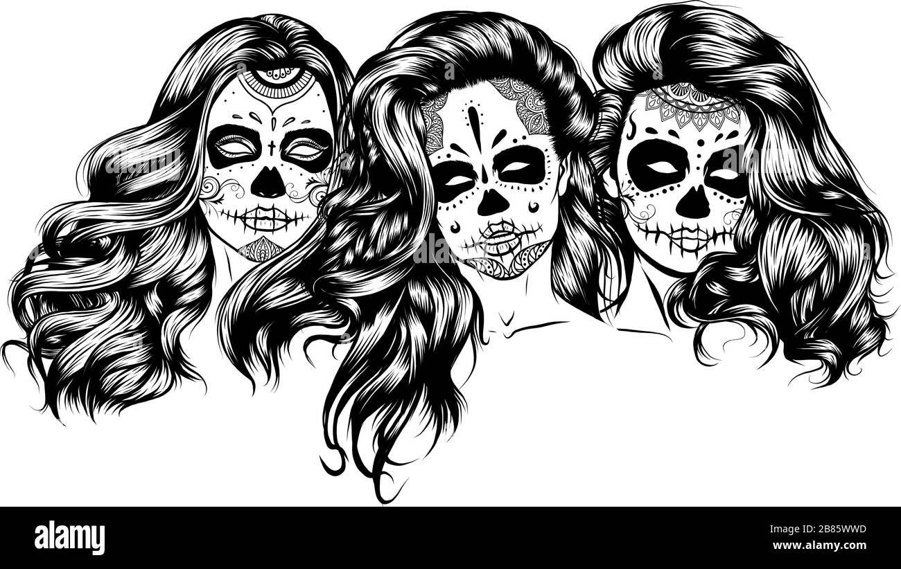 Tatuaje de santa muerte Imágenes de stock en blanco y negro - Alamy