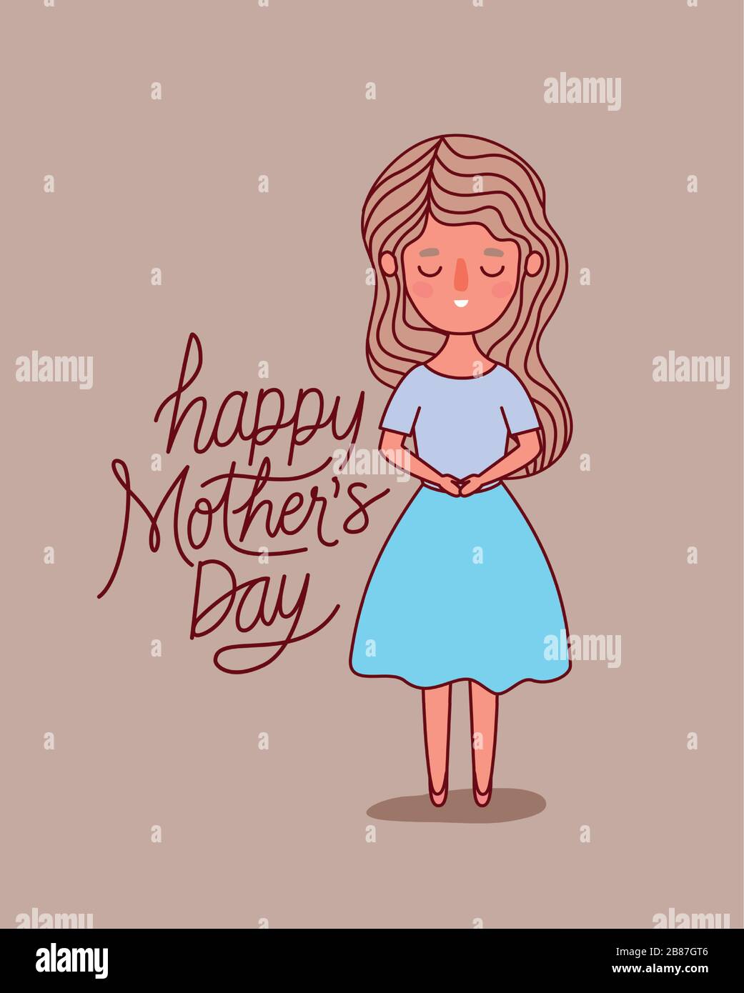 Dibujos animados de la madre con feliz día de la madre texto vector diseño  Imagen Vector de stock - Alamy