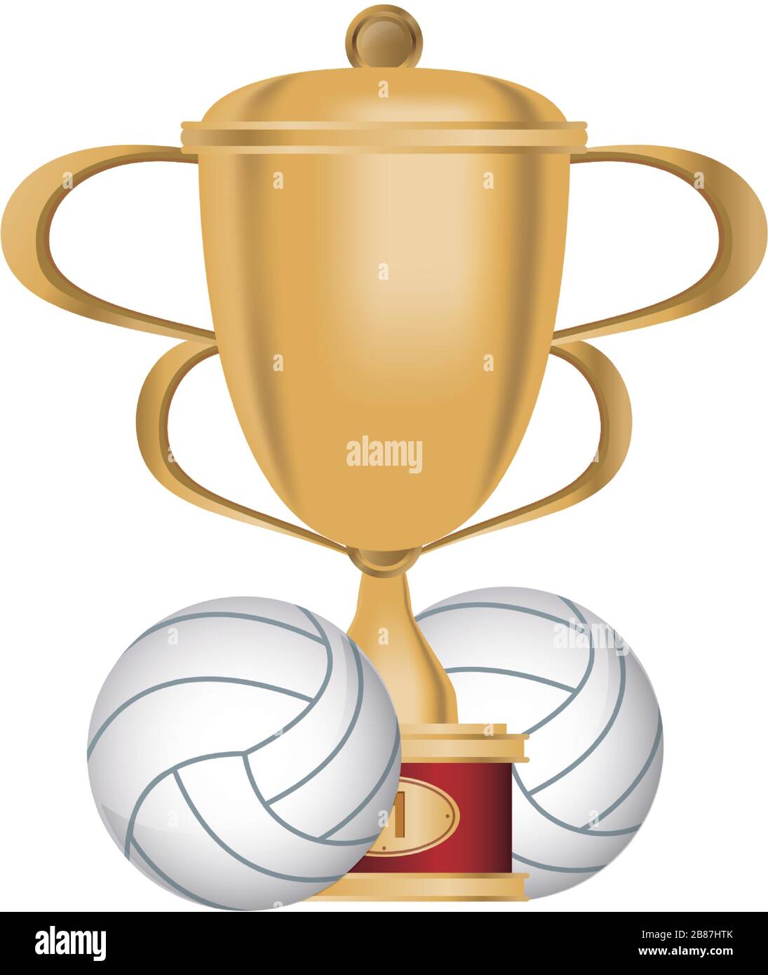 balón de voleibol deporte con copa de trofeo Imagen Vector de stock - Alamy