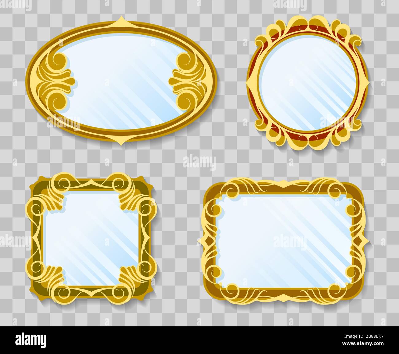 Ilustración vectorial de tres diferentes elegantes espejos ovalados  Fotografía de stock - Alamy