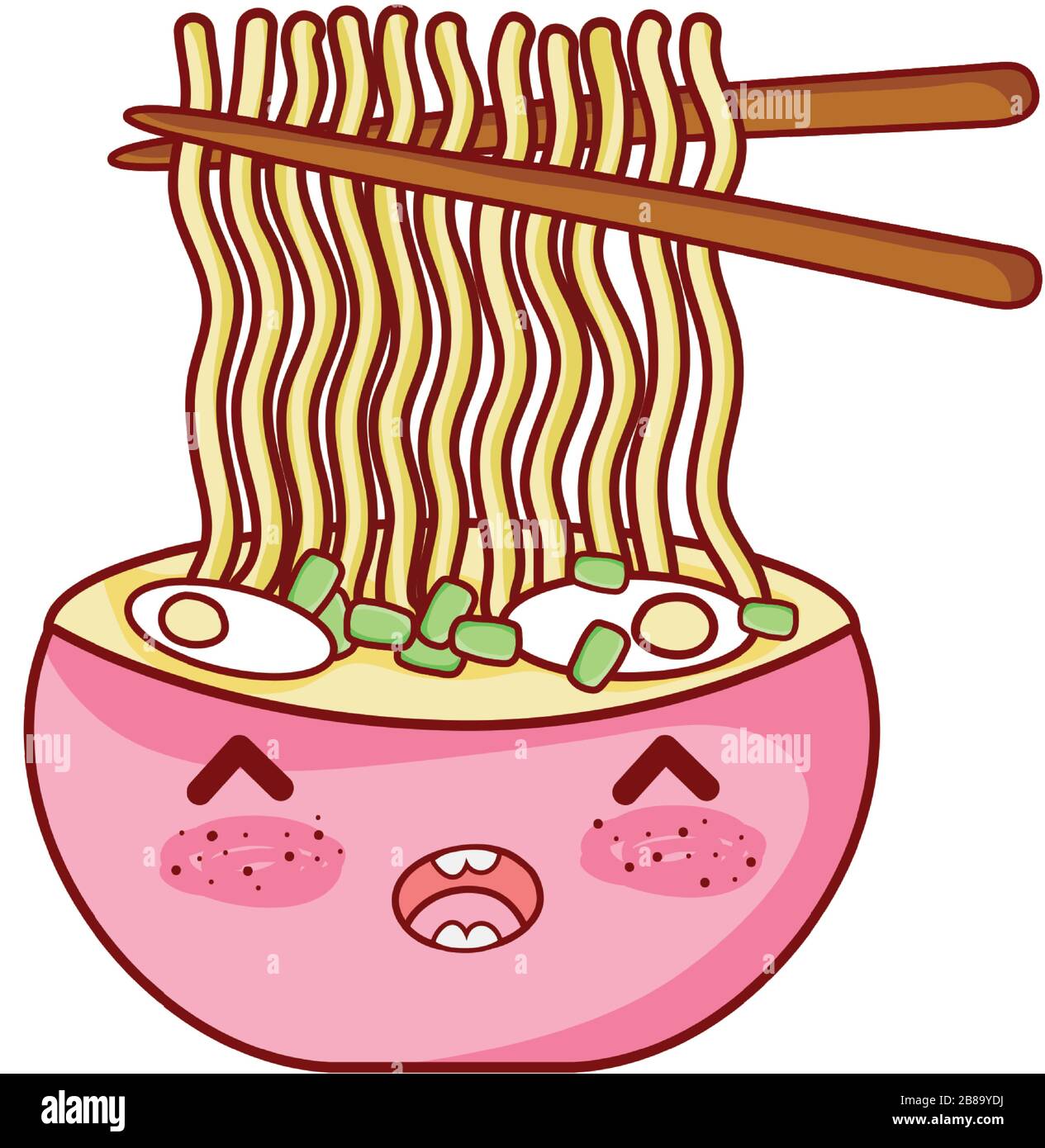 kawaii ramen sopa fideos palillos dibujos animados, sushi y rollos vector  ilustración Imagen Vector de stock - Alamy