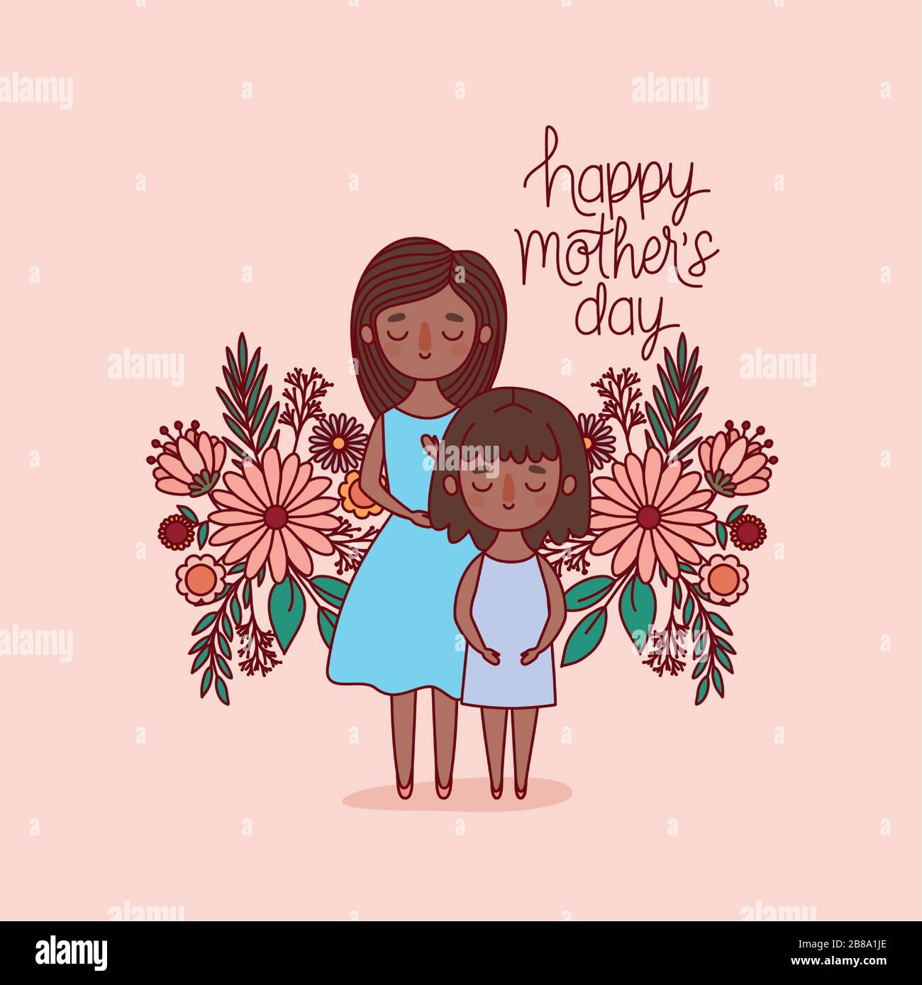 Dibujos animados de madre e hija con diseño de vectores de flores y hojas Imagen Vector de stock - Alamy Dibujos animados de madre e hija con diseño de vectores de flores y hojas Imagen Vector de stock - Alamy
