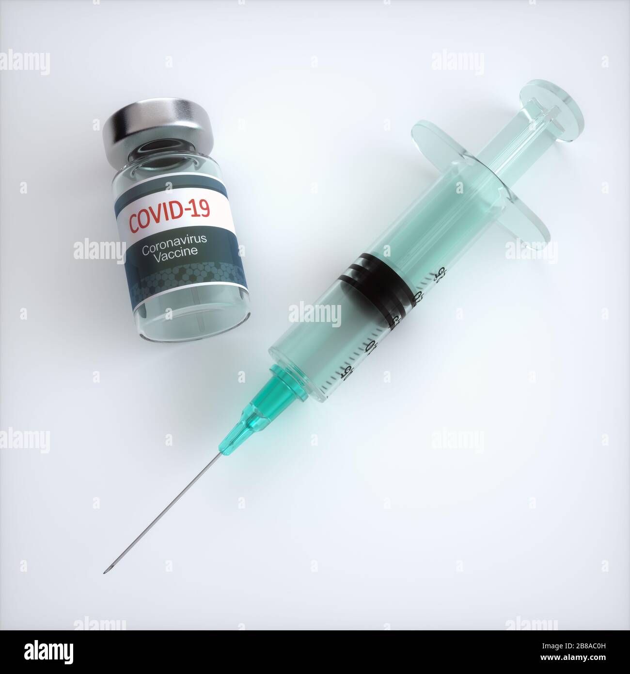 Imagen conceptual para el descubrimiento de una vacuna para el Covid-19, Coronavirus, 2019-nCoV, SARS-CoV-2. Foto de stock