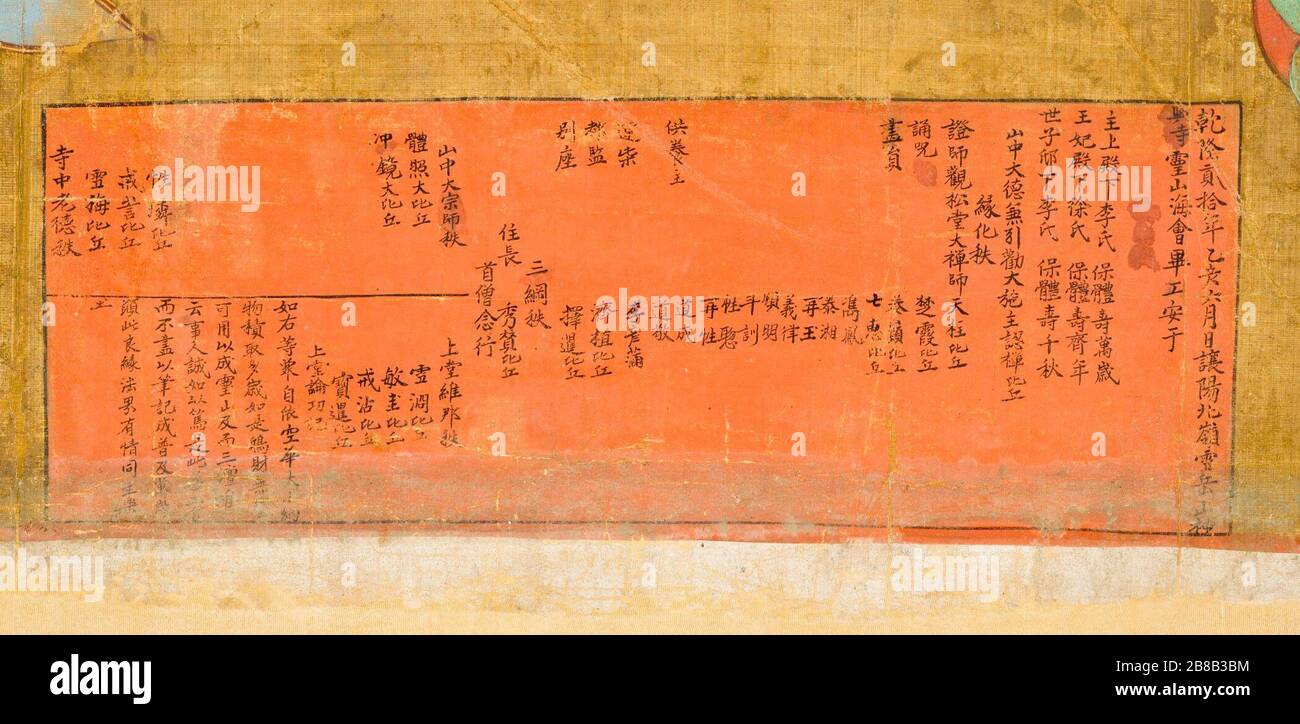 "El Buda Seokgamoni (Shakyamuni) predicando a la Asamblea sobre el buitre de pico (Imagen 10 de 11); Corea, coreano, la dinastía Joseon (1392-1910), con fecha de 1755 pinturas desmontado, tinta y color sobre seda de imagen (aproximadamente): 132 x 160. (335.28 x 406.4 cm) Fondo para la adquisición de Arte del Lejano Oriente (AC1998.268.1) arte coreano; con fecha de 1755; ' Foto de stock