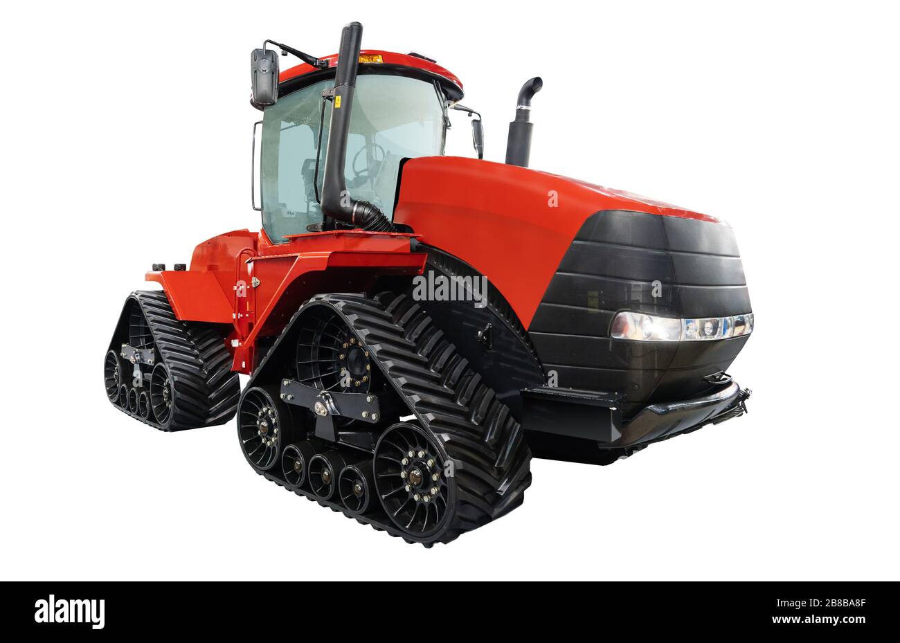 Tractor agrícola de cadenas de caucho rojo Fotografía de stock - Alamy